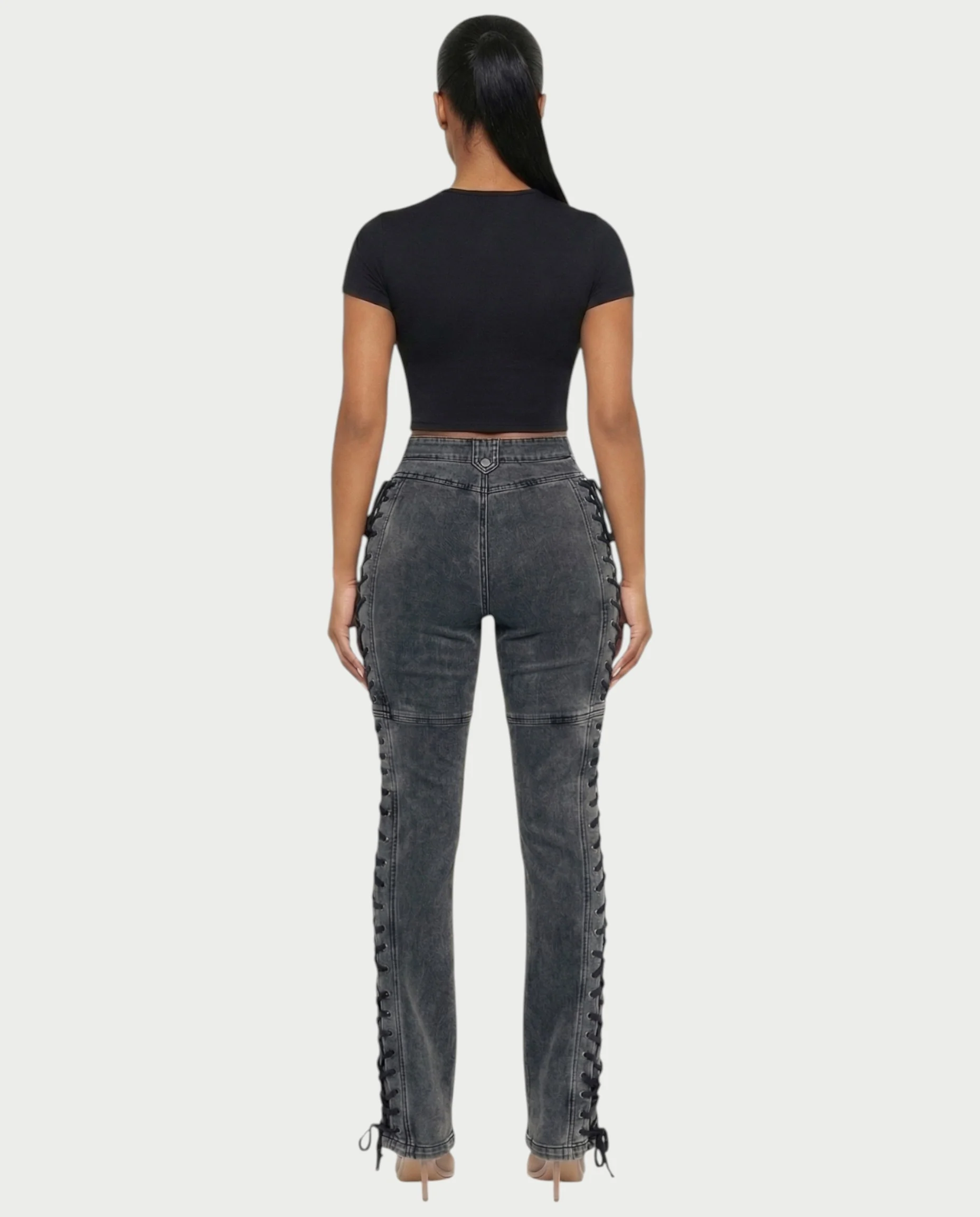MAEVA Lace-Up Side Detail High-Waist Straight-Leg Pants - Image 20