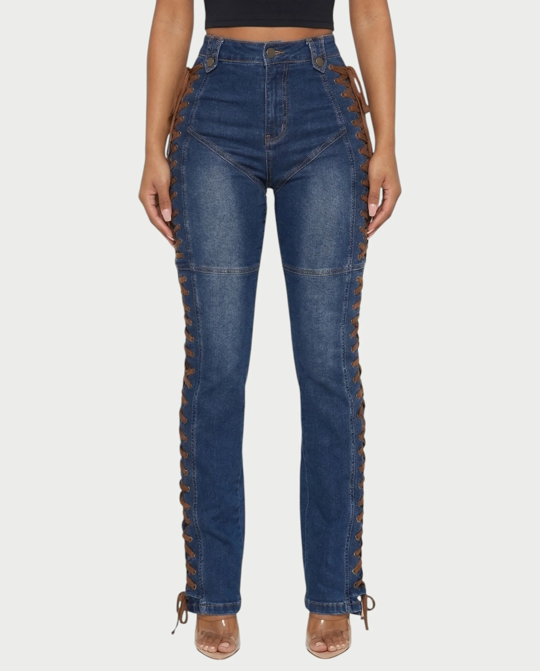 MAEVA Lace-Up Side Detail High-Waist Straight-Leg Pants - Image 21