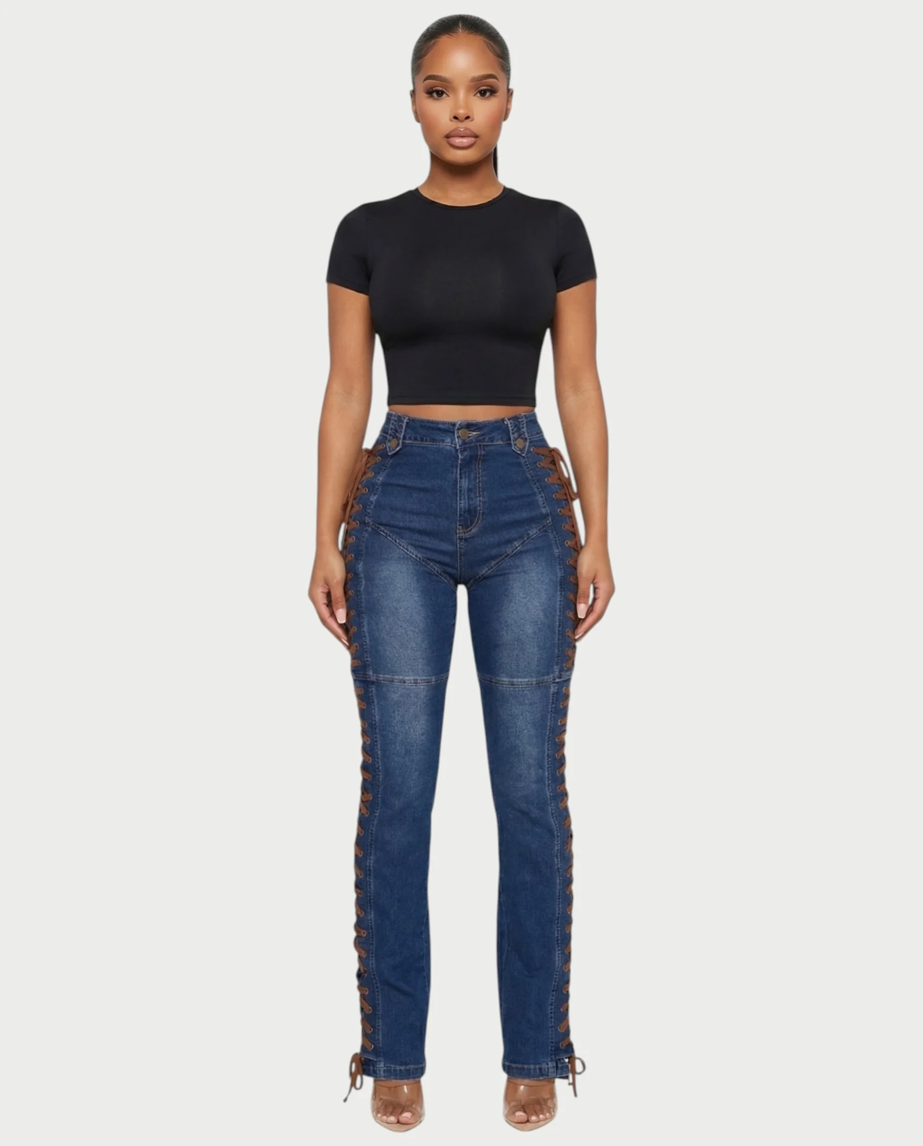 MAEVA Lace-Up Side Detail High-Waist Straight-Leg Pants - Image 23