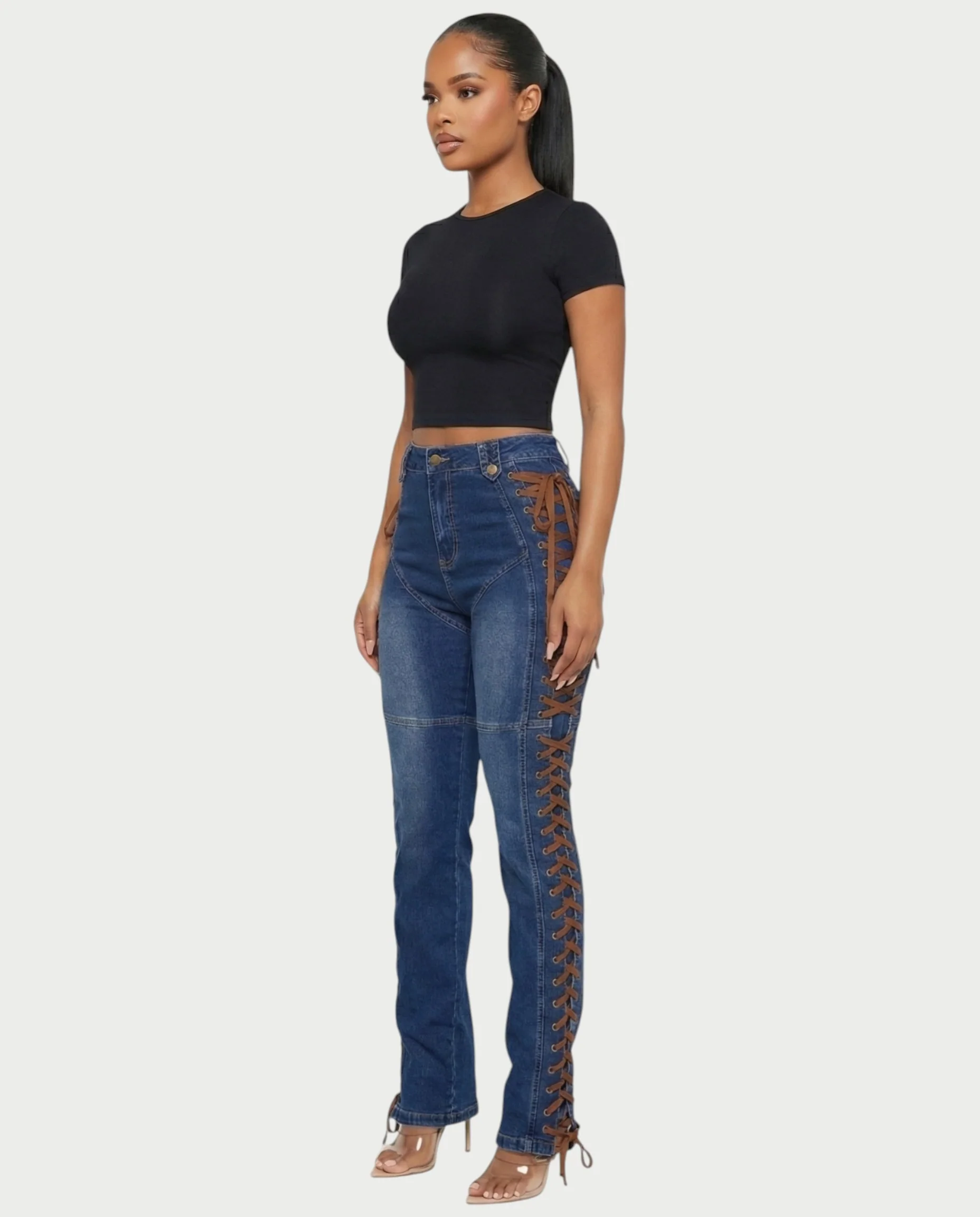 MAEVA Lace-Up Side Detail High-Waist Straight-Leg Pants - Image 24