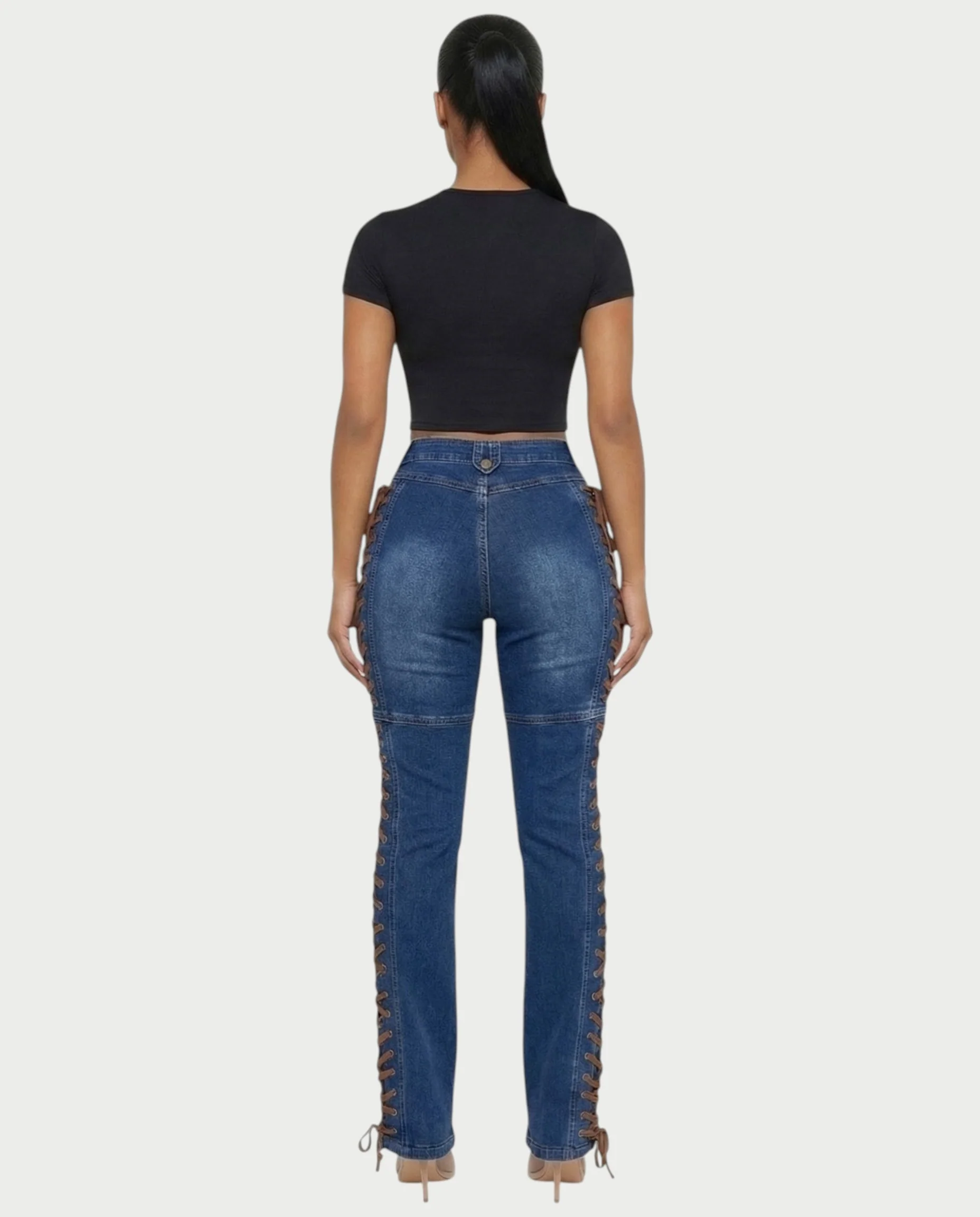 MAEVA Lace-Up Side Detail High-Waist Straight-Leg Pants - Image 25