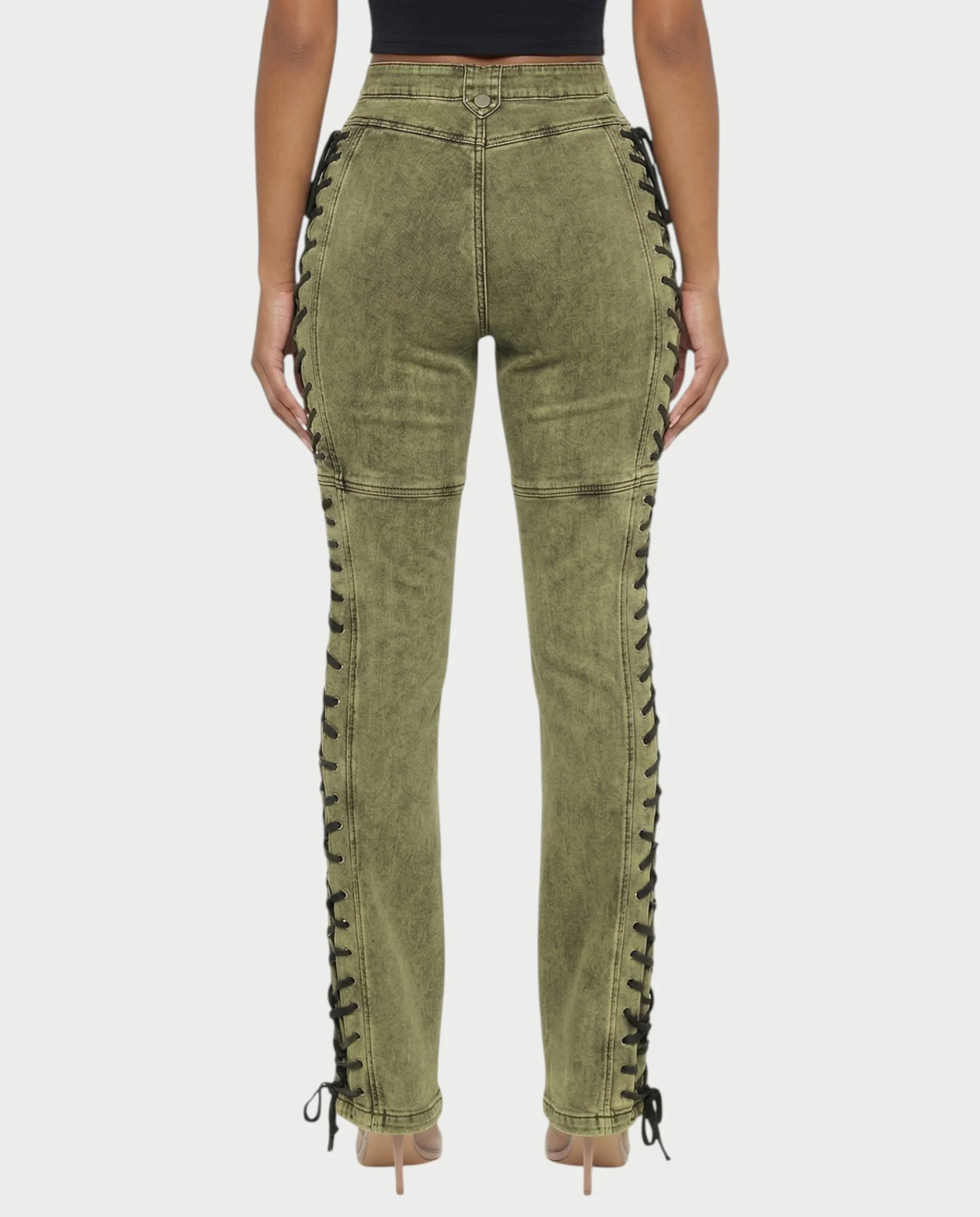 MAEVA Lace-Up Side Detail High-Waist Straight-Leg Pants - Image 7
