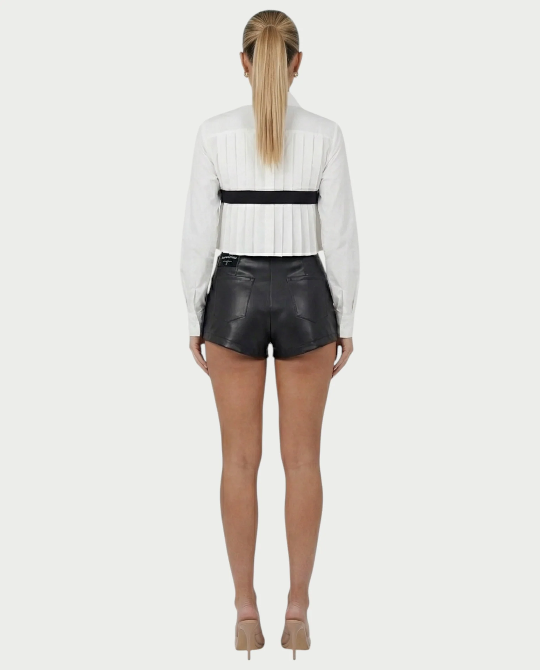 MAIRA High-Waisted Faux Leather Wrap Mini Skirt - Image 3