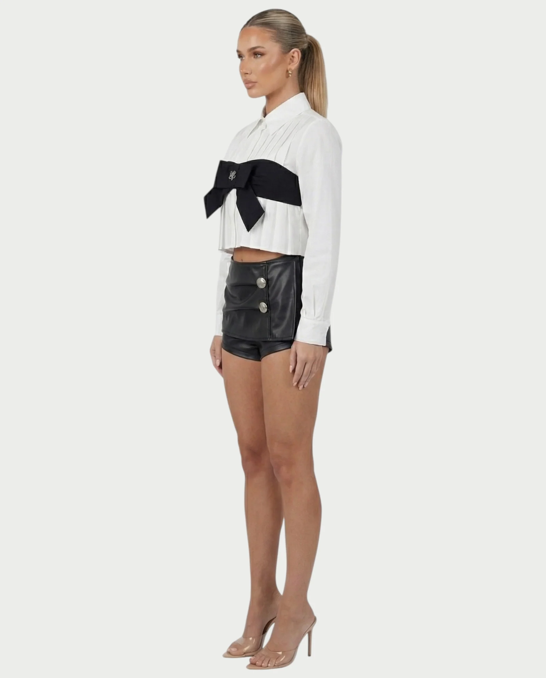 MAIRA High-Waisted Faux Leather Wrap Mini Skirt - Image 4