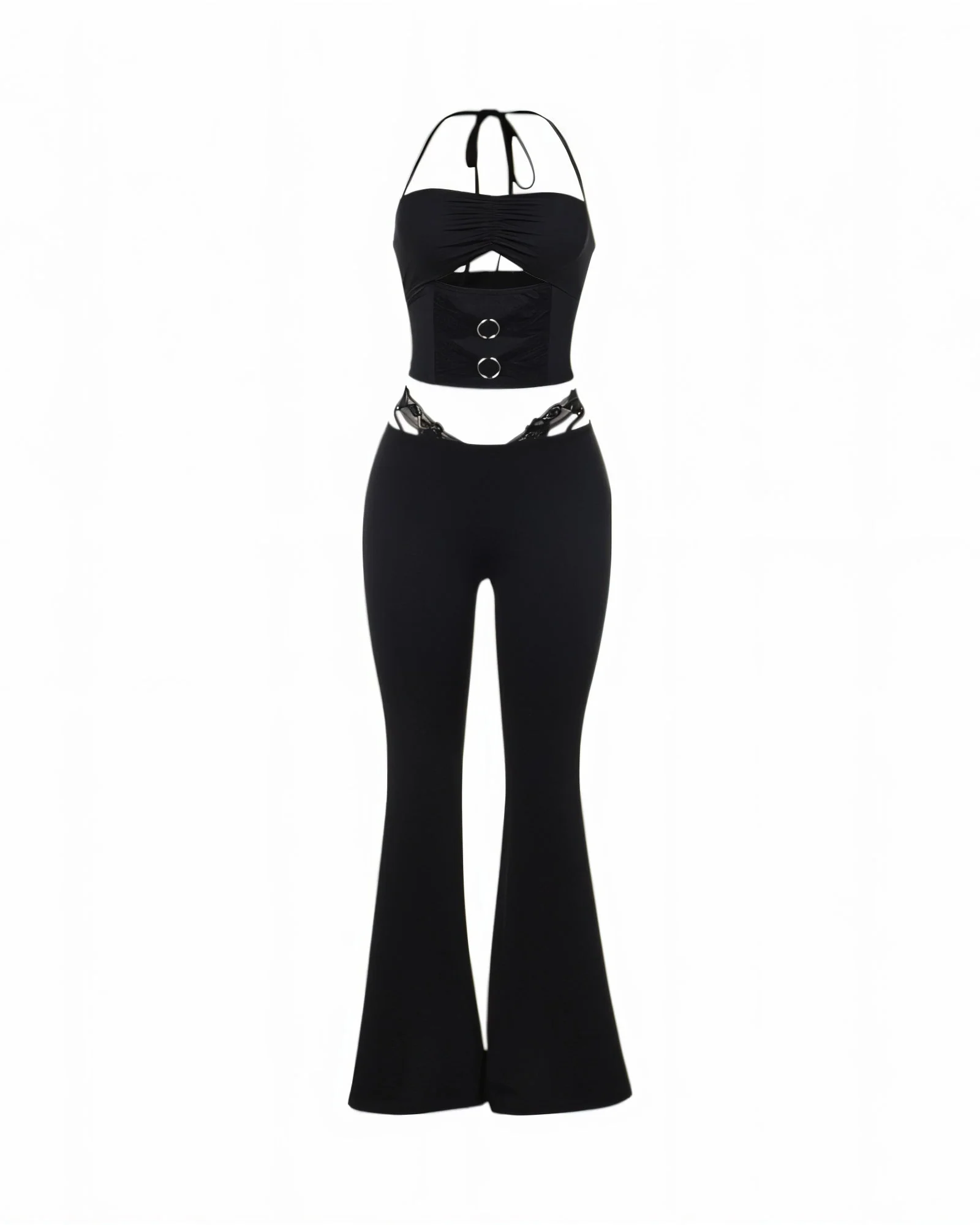 MAPPLE Halter Neck Crop Top and Flare Pants Set - Image 5