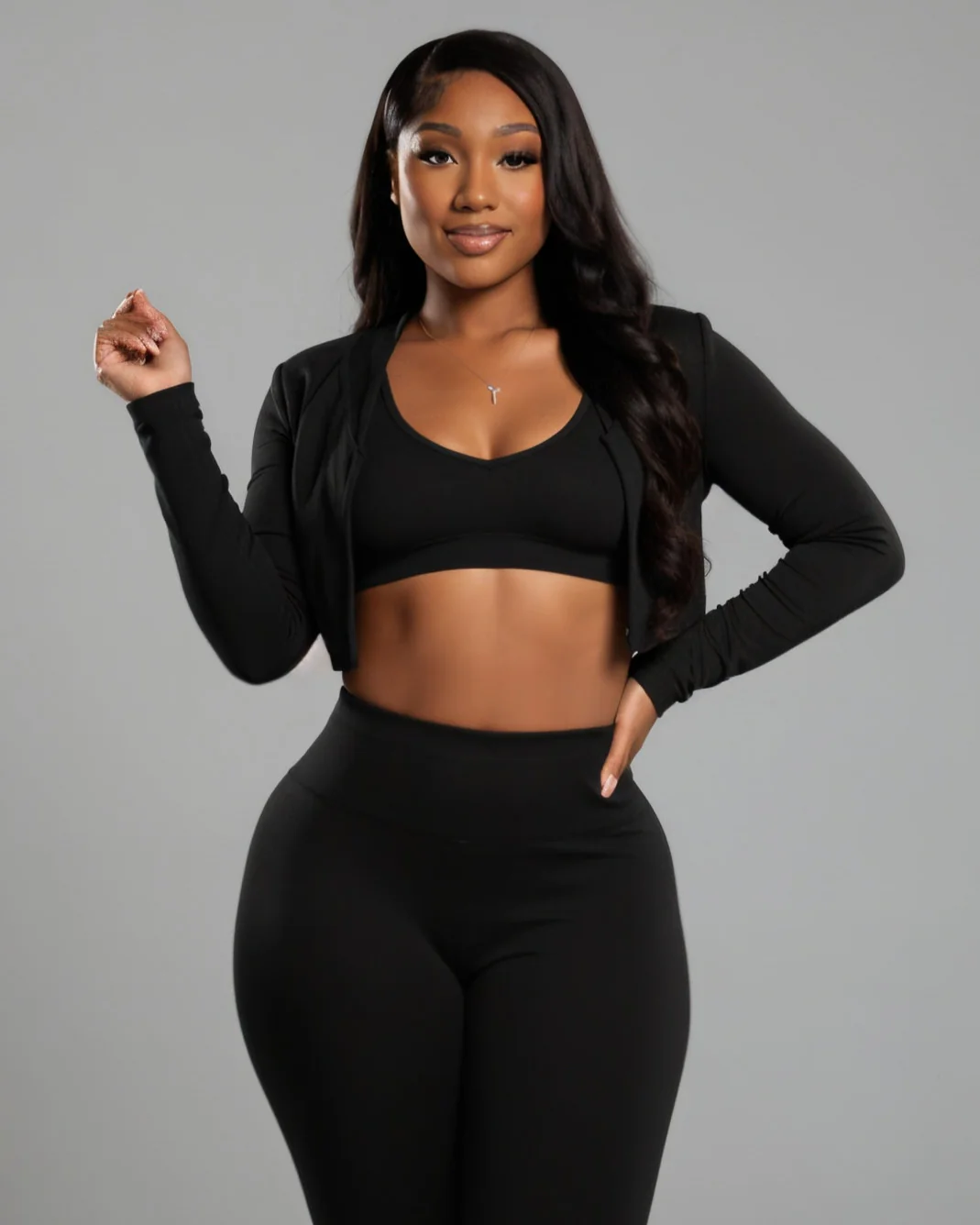 MARJORIE 3-Piece Zip Up Top & Flare Pants Set - Image 10