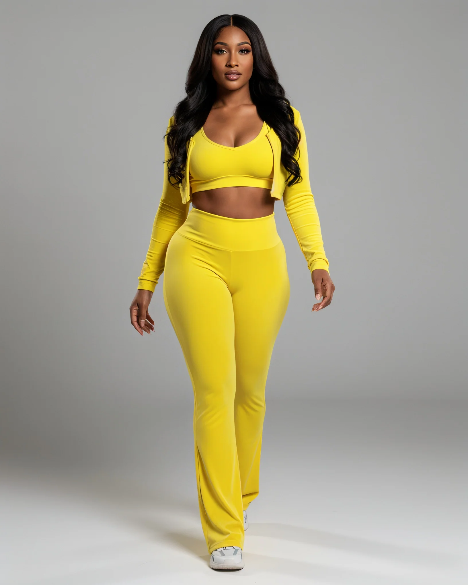 MARJORIE 3-Piece Zip Up Top & Flare Pants Set - Image 5