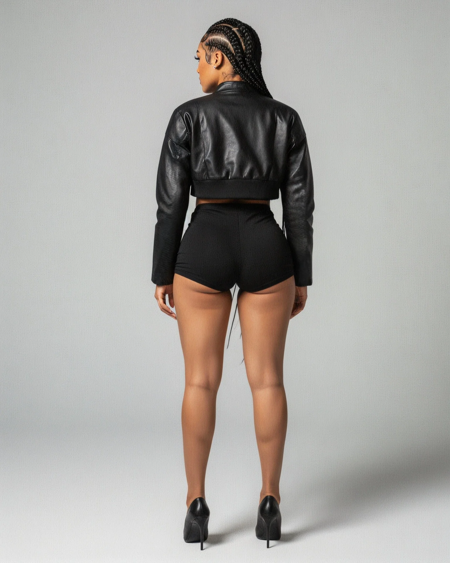 MARTA Cropped Faux Leather Jacket - Image 4