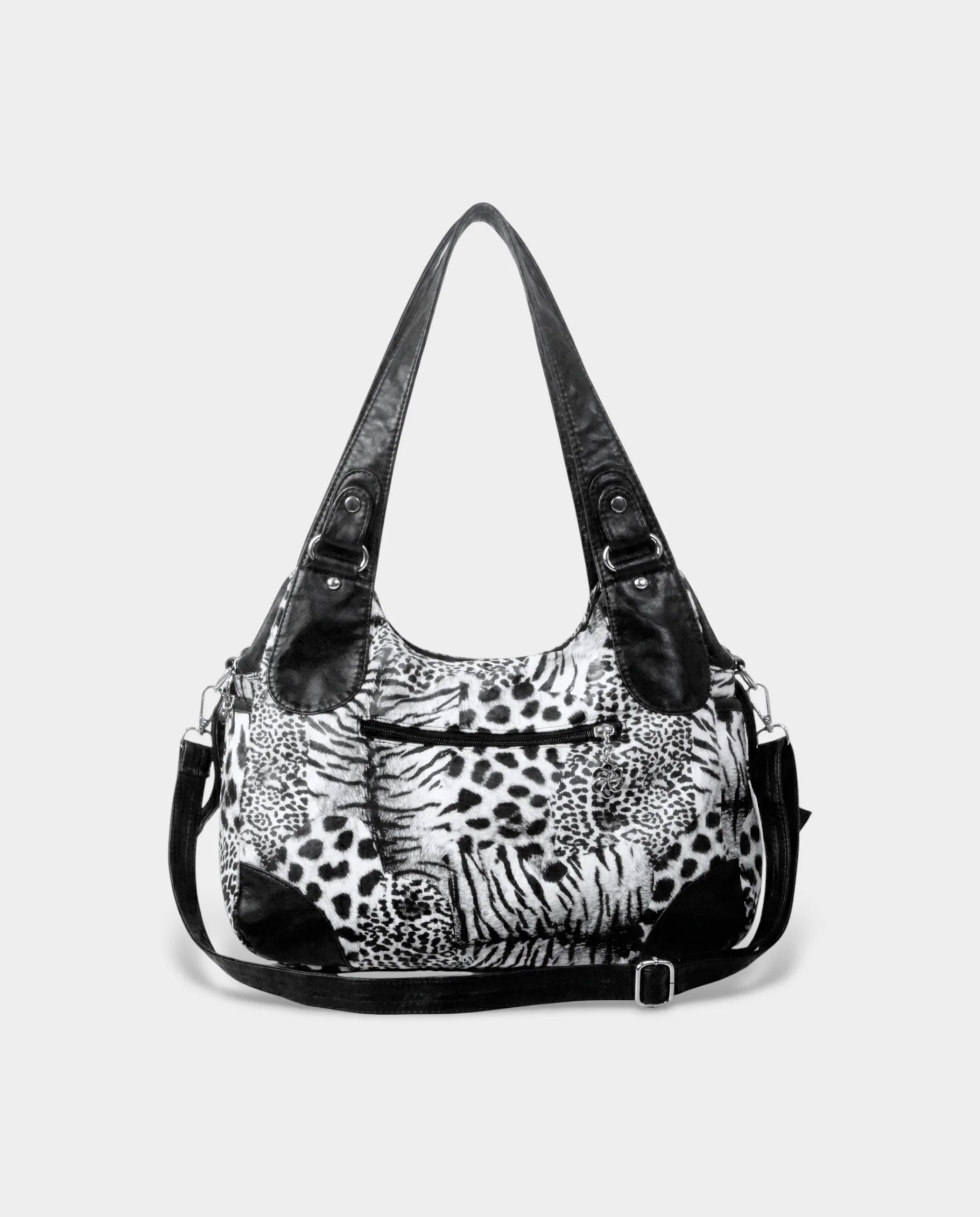 MELIA Multi-Pocket Faux Leather Leopard Handbag - Image 2