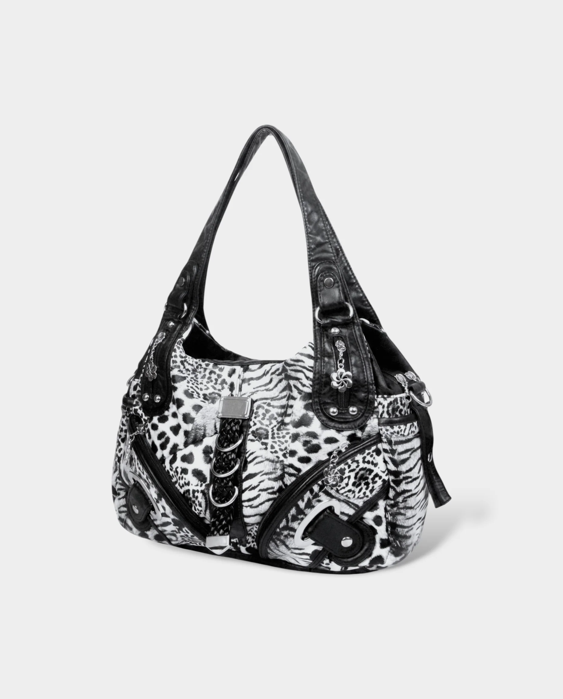 MELIA Multi-Pocket Faux Leather Leopard Handbag - Image 3