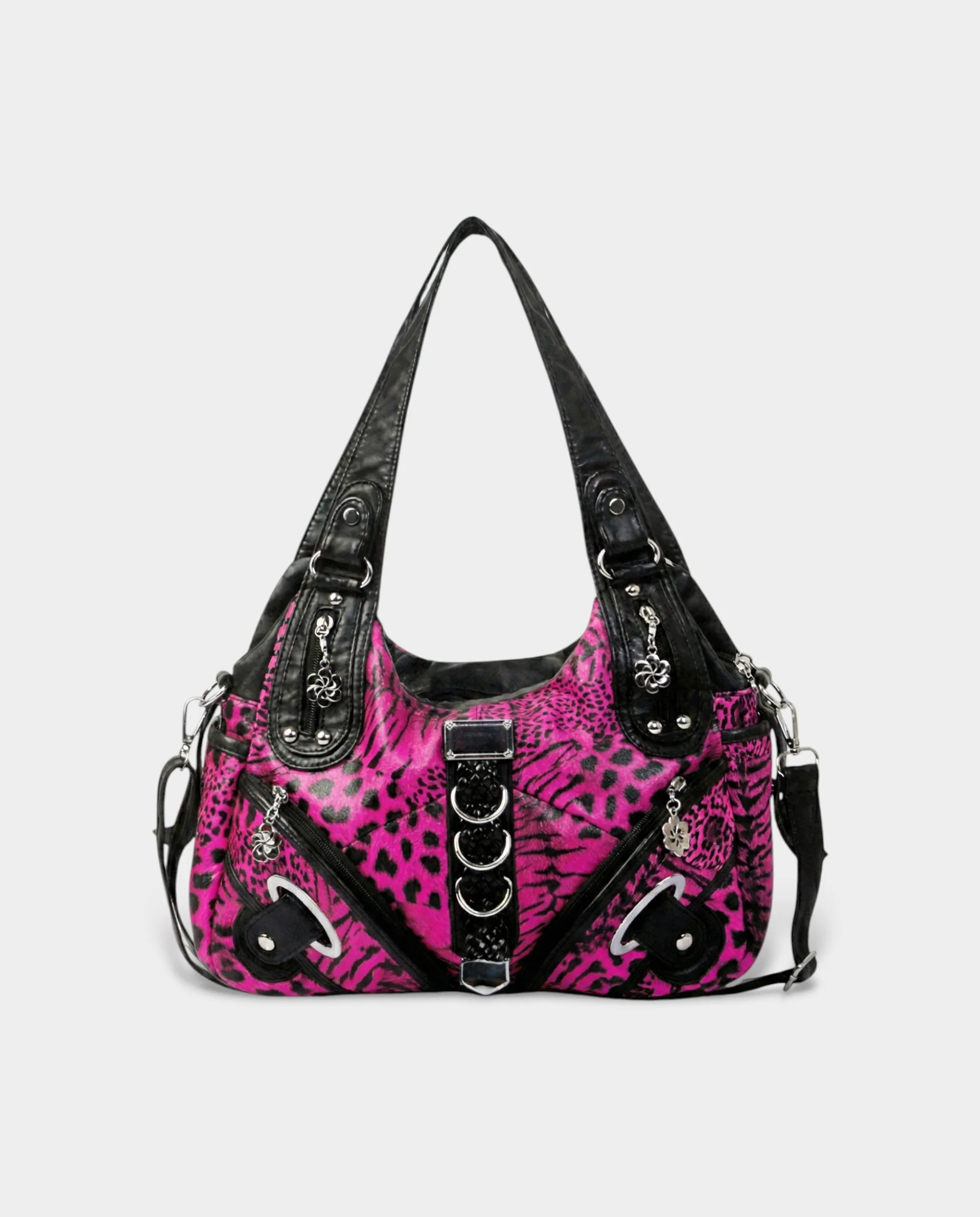 MELIA Multi-Pocket Faux Leather Leopard Handbag - Image 6