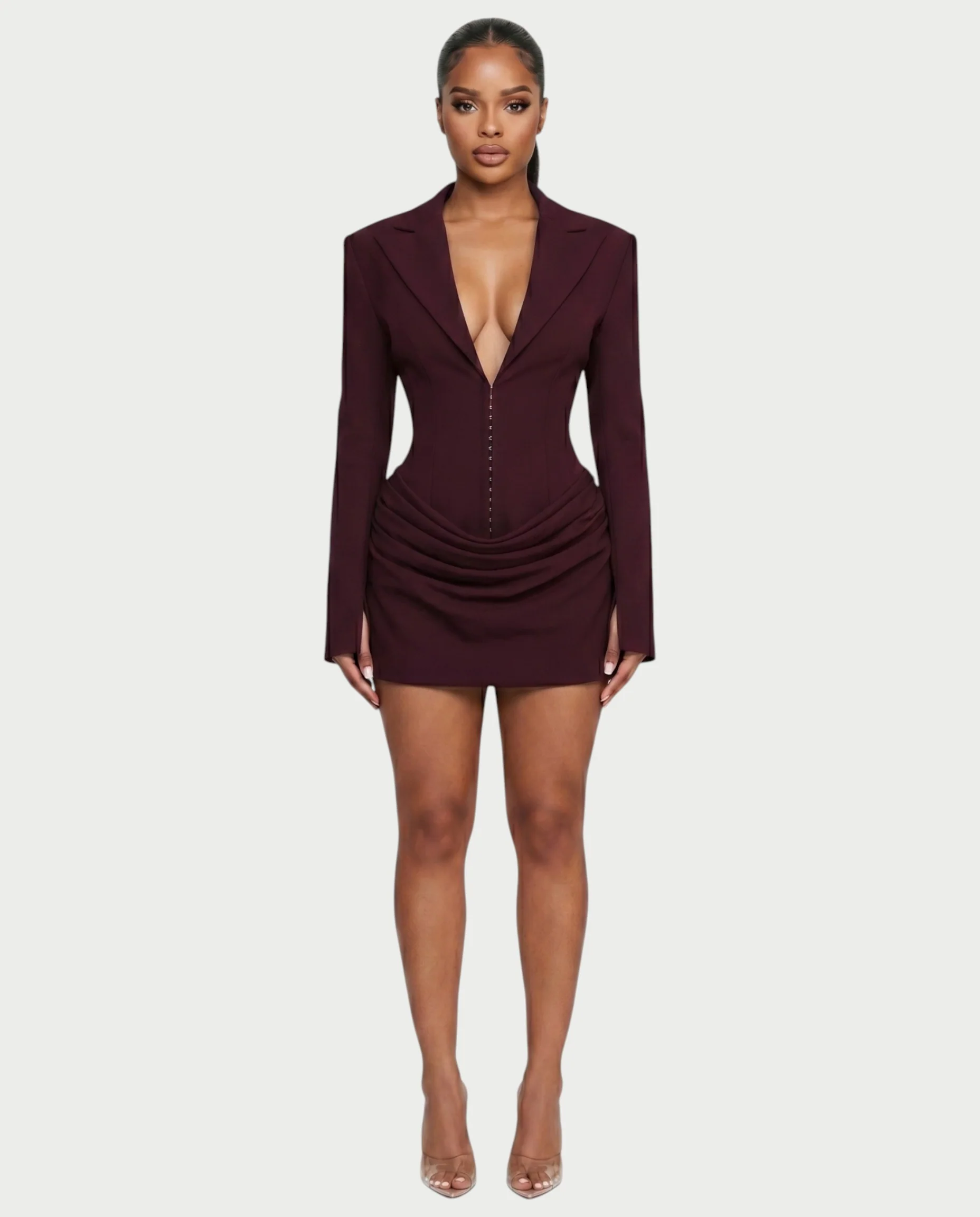 MIKAY Ruched Blazer Bodycon Mini Dress - Image 11