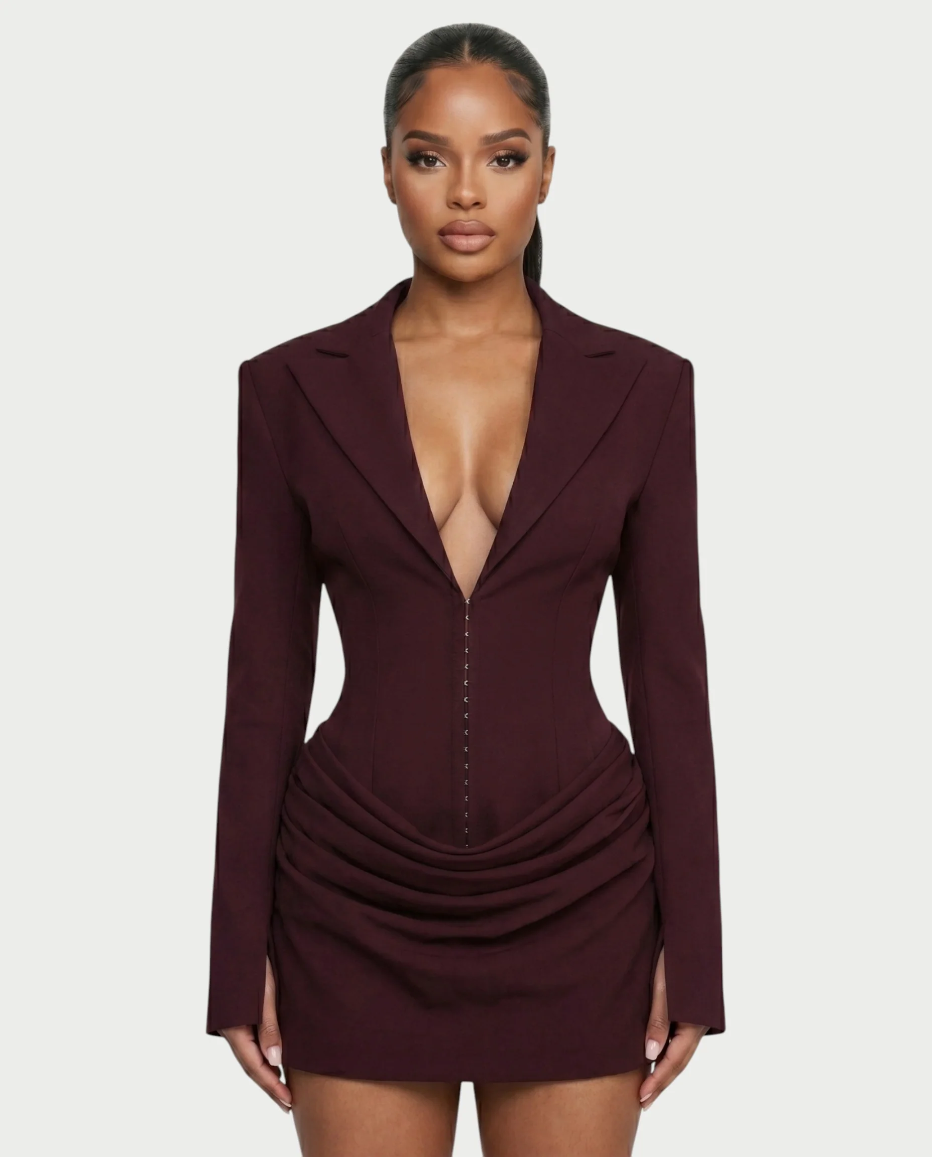 MIKAY Ruched Blazer Bodycon Mini Dress - Image 14