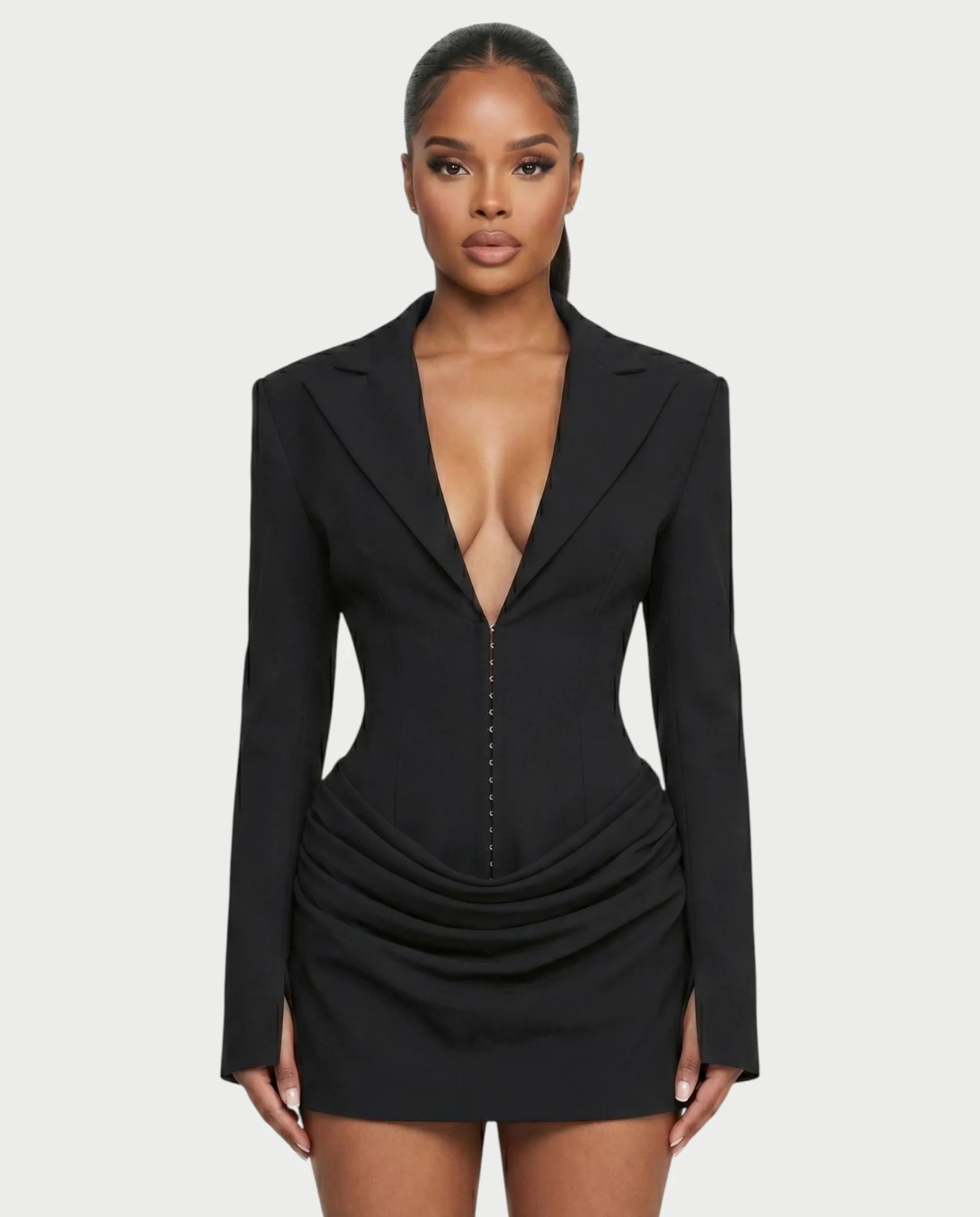MIKAY Ruched Blazer Bodycon Mini Dress - Image 4