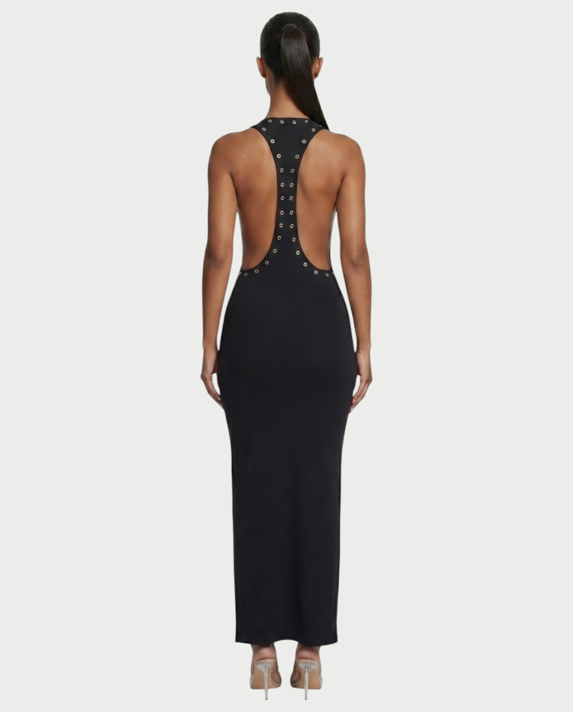 MIRABEL Racerback Studded Side Slit Bodycon Maxi Dress - Image 2