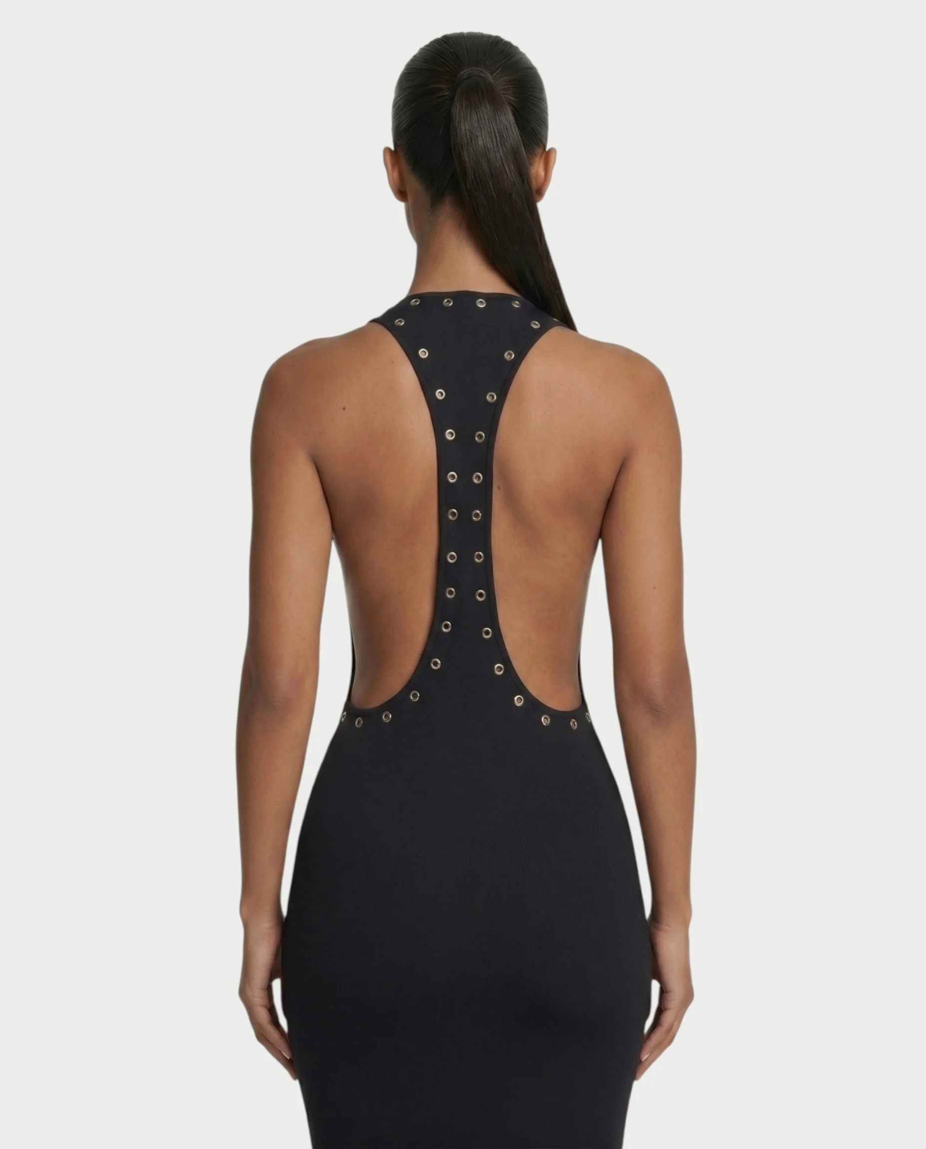 MIRABEL Racerback Studded Side Slit Bodycon Maxi Dress - Image 5