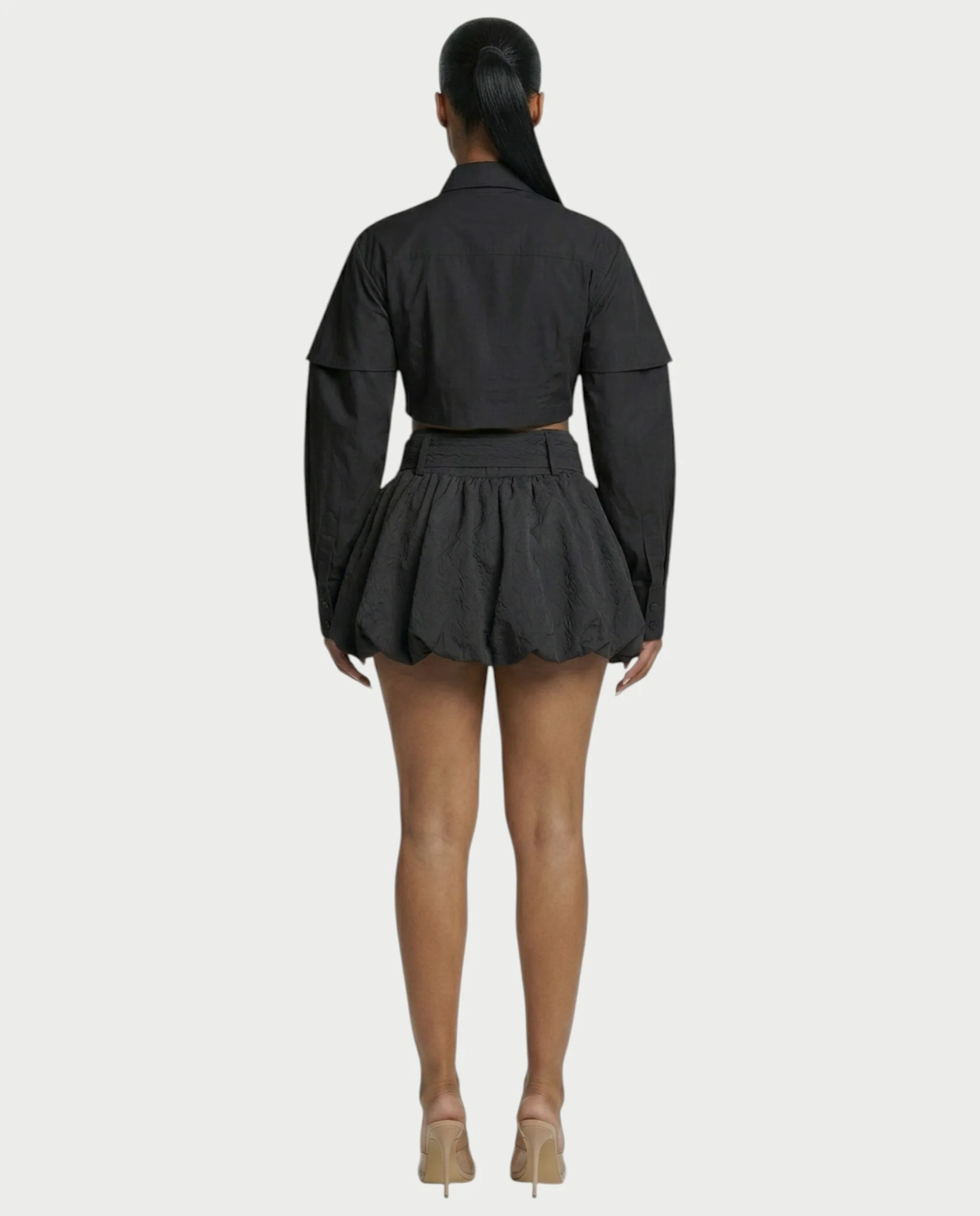 MIRELA Cropped Button-Up Shirt Tie Detail - Image 10