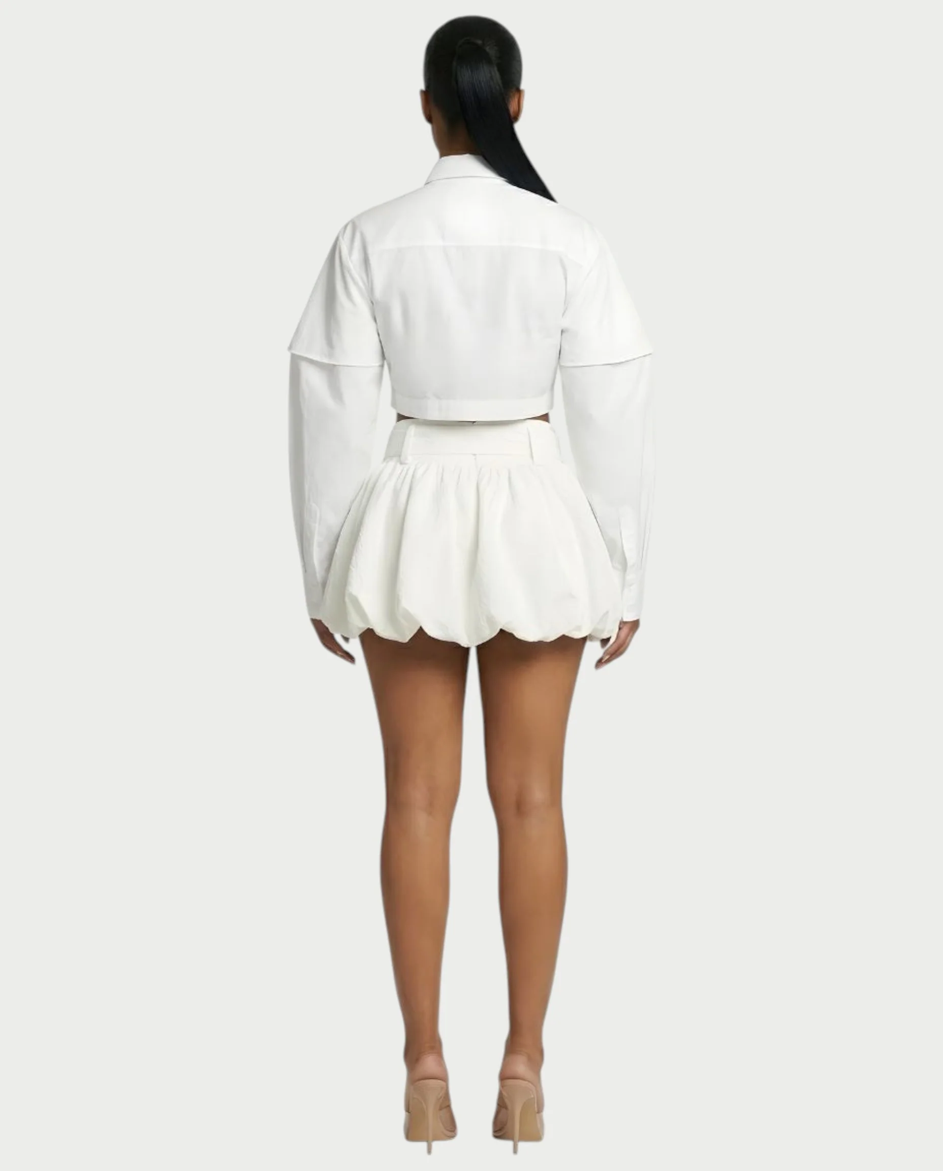 MIRELA Cropped Button-Up Shirt Tie Detail - Image 5