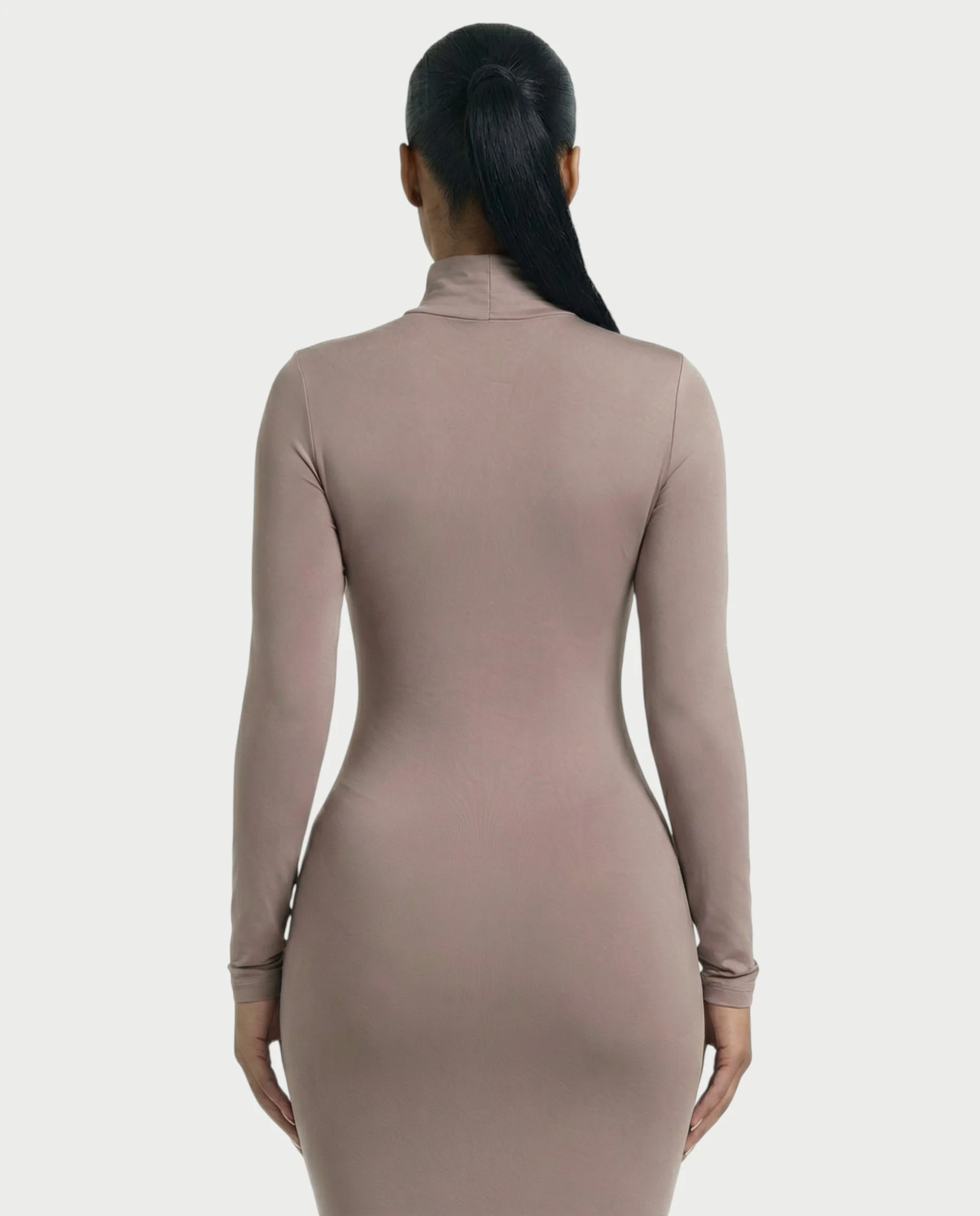 Mock Neck Long Sleeve Bodycon Maxi Dress - Image 5