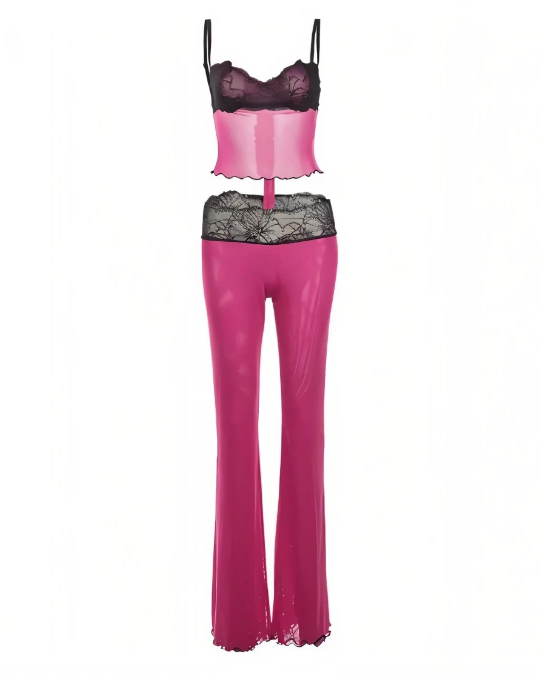 MOGEN Lace Trimmed Top & Flared Pants Set - Image 15