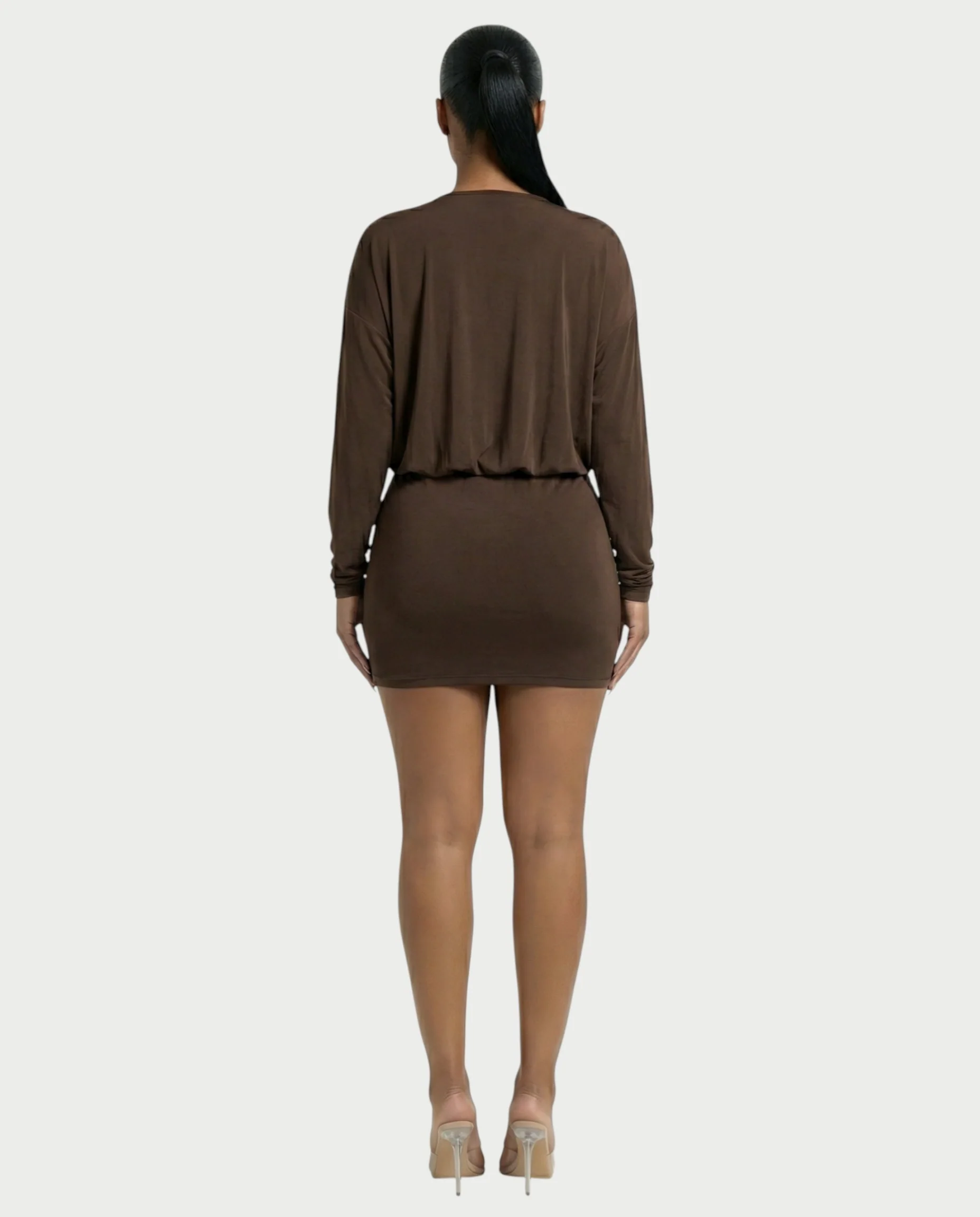 MONA Deep V-neck Long-Sleeve Mini Dress - Image 7
