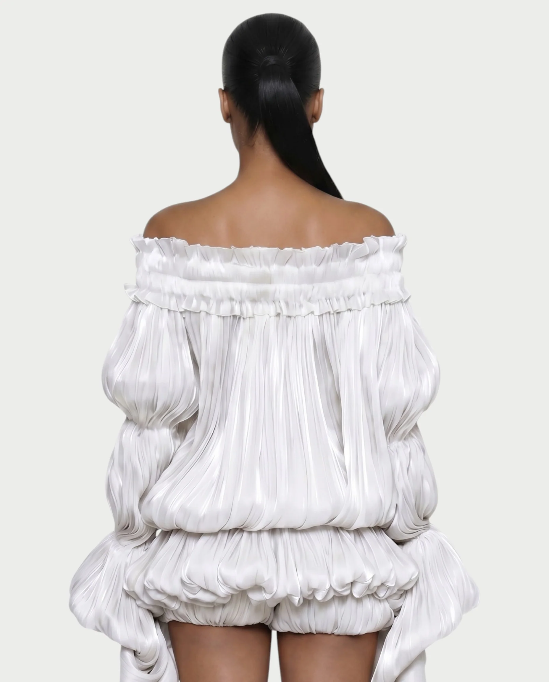 MORYA Off-Shoulder Ruffle Sheer Sleeve Mini Dress - Image 17