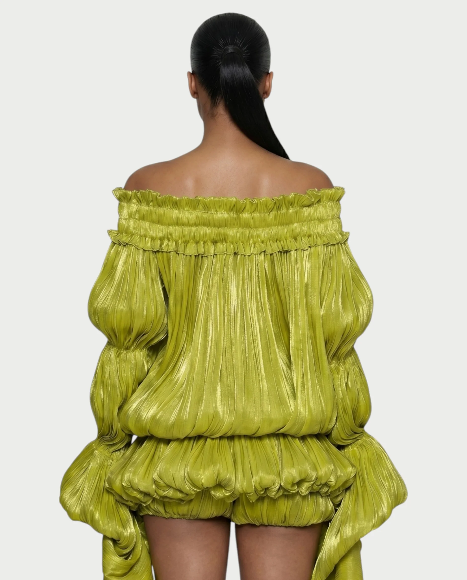 MORYA Off-Shoulder Ruffle Sheer Sleeve Mini Dress - Image 5