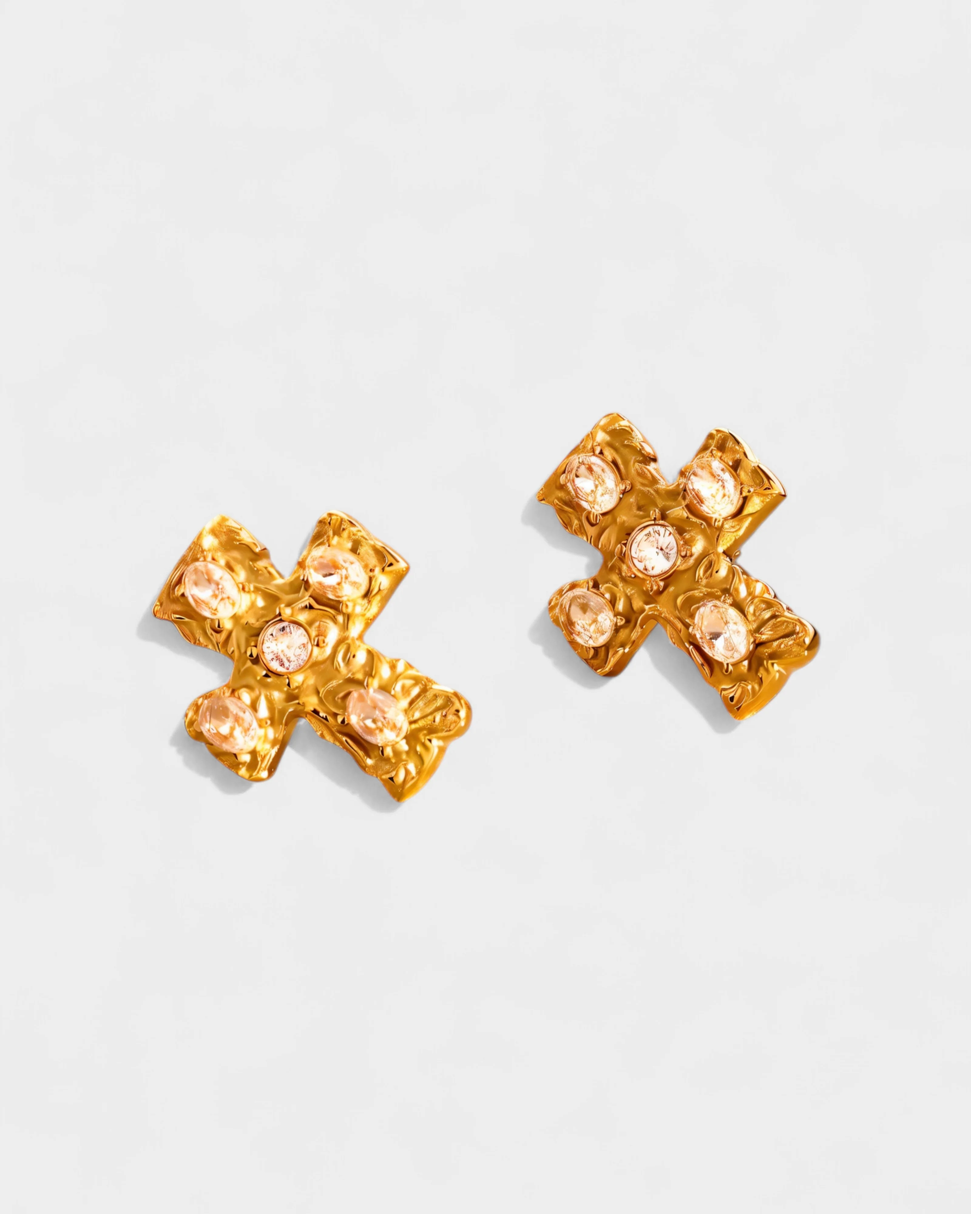 Multi-Stone Cross Stud Earrings - Image 8