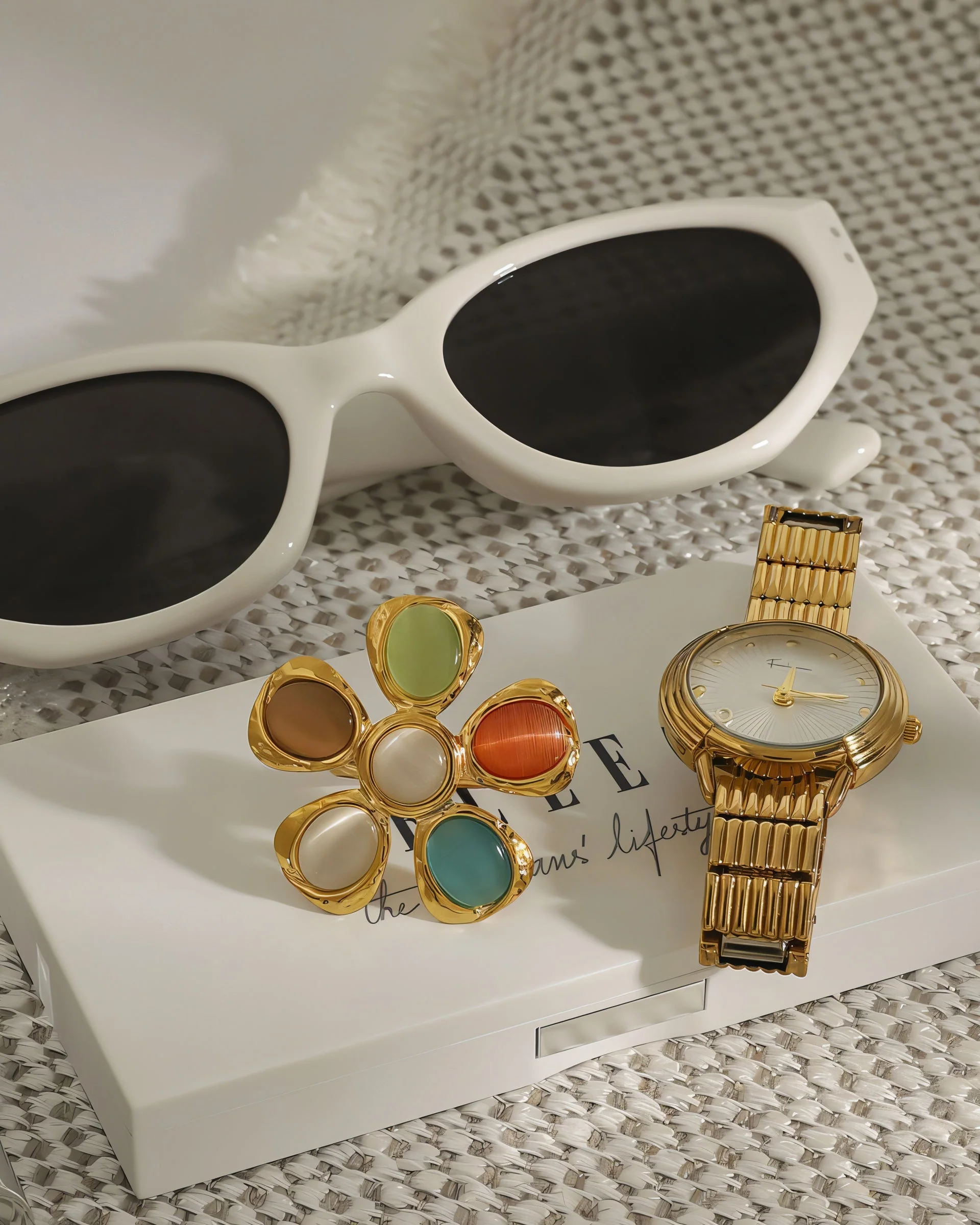 Multicolor Gemstone Floral Ring - Image 3
