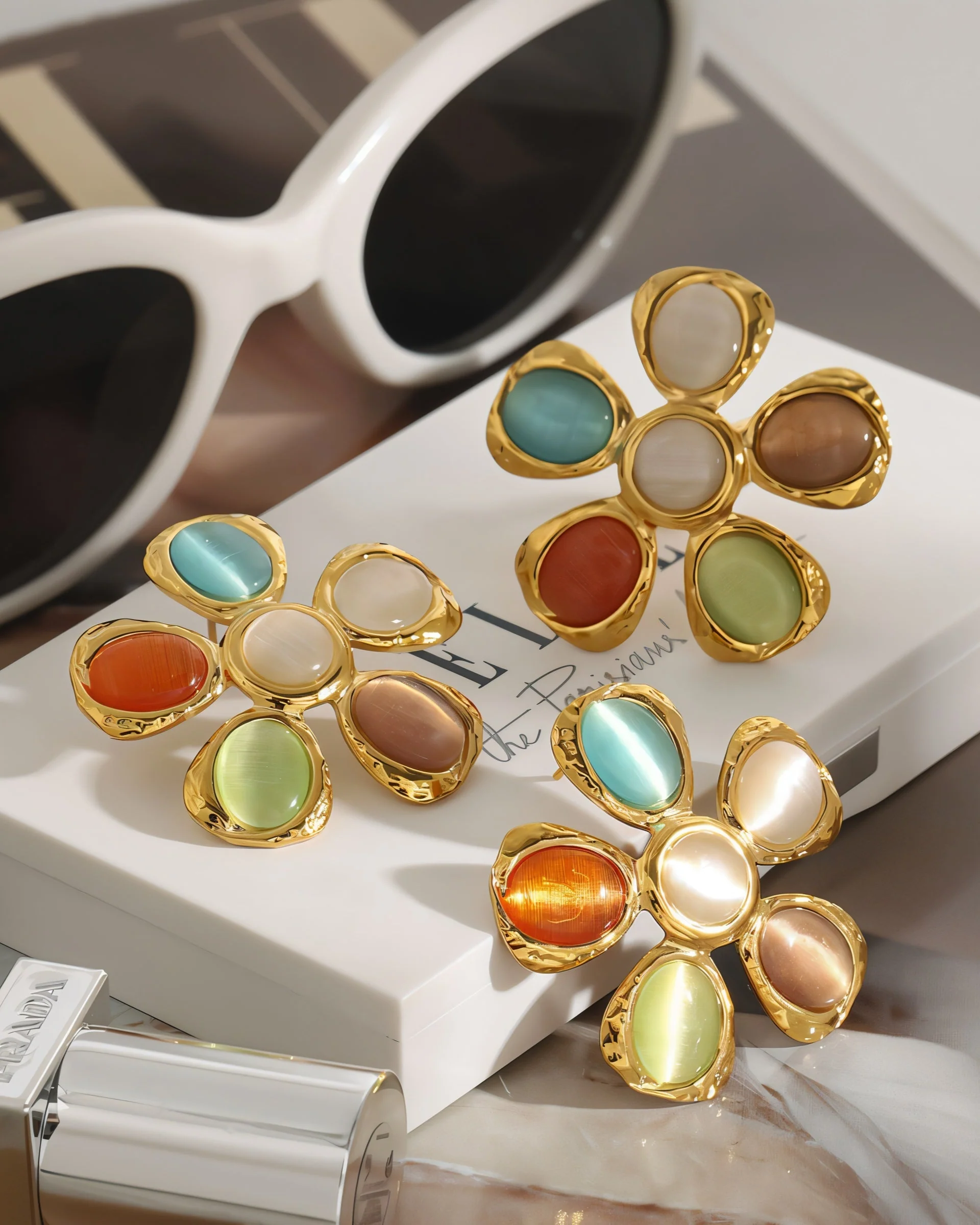 Multicolor Gemstone Floral Ring - Image 5