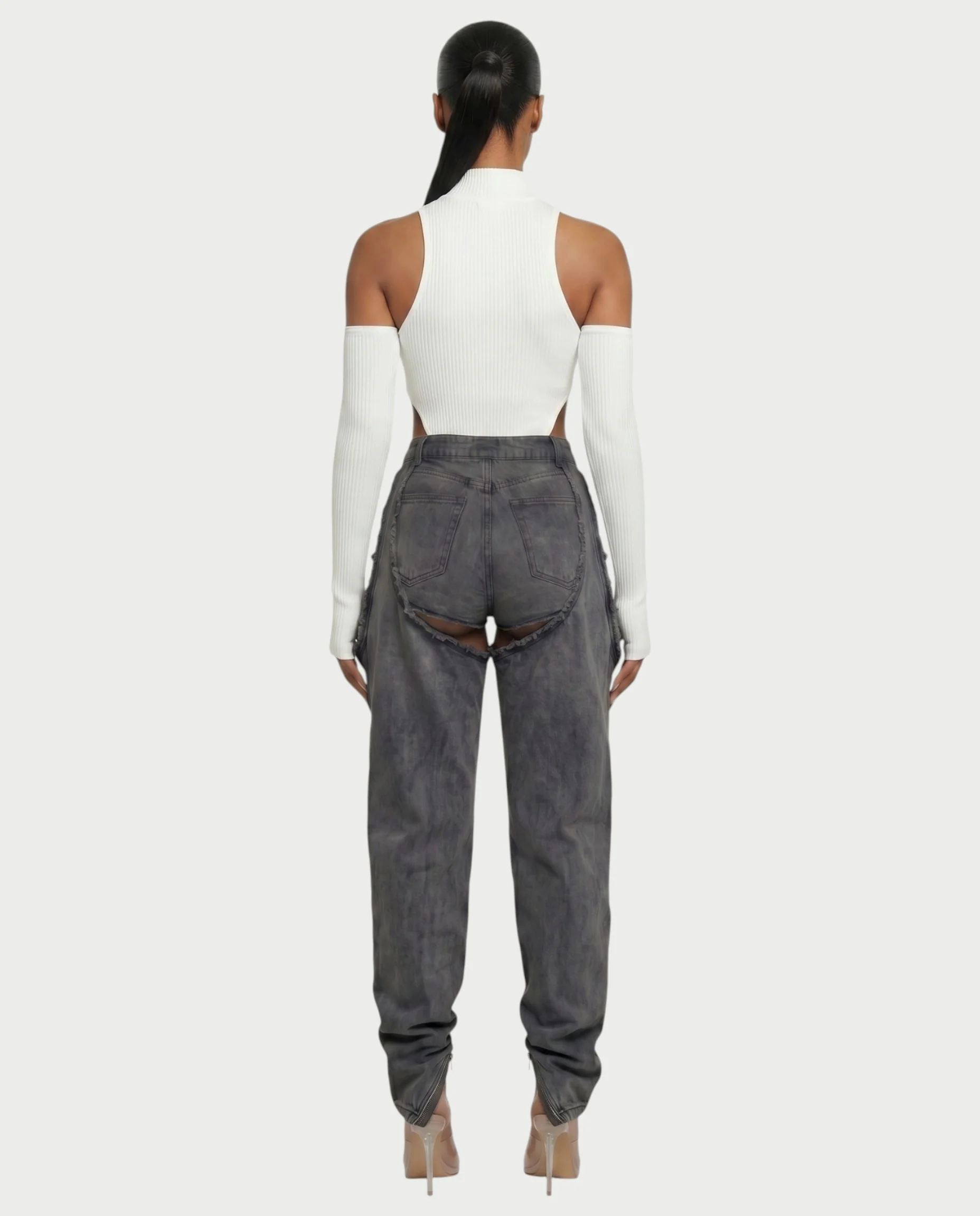 NAMI Distressed Denim Chaps Pants - Image 10
