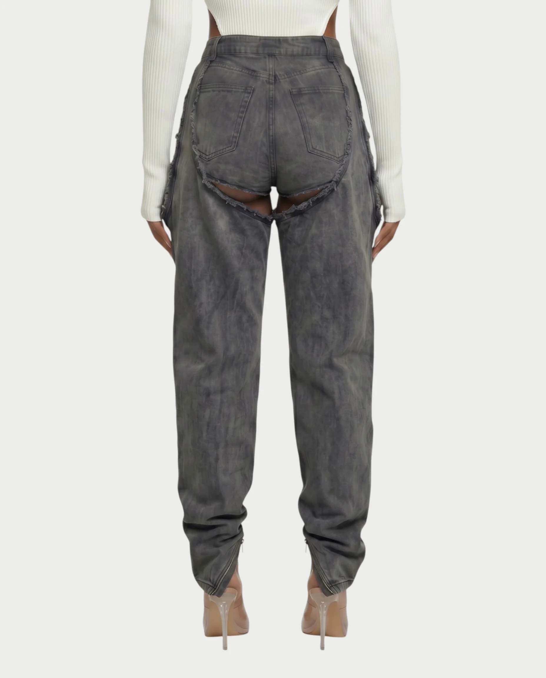 NAMI Distressed Denim Chaps Pants - Image 12