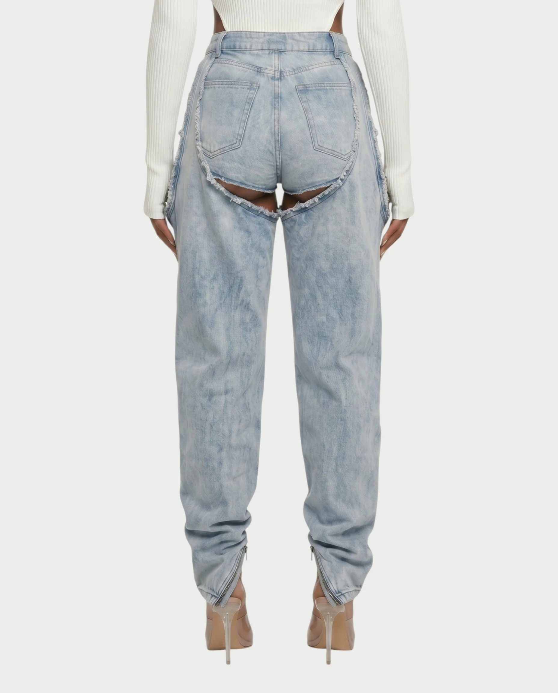 NAMI Distressed Denim Chaps Pants - Image 4