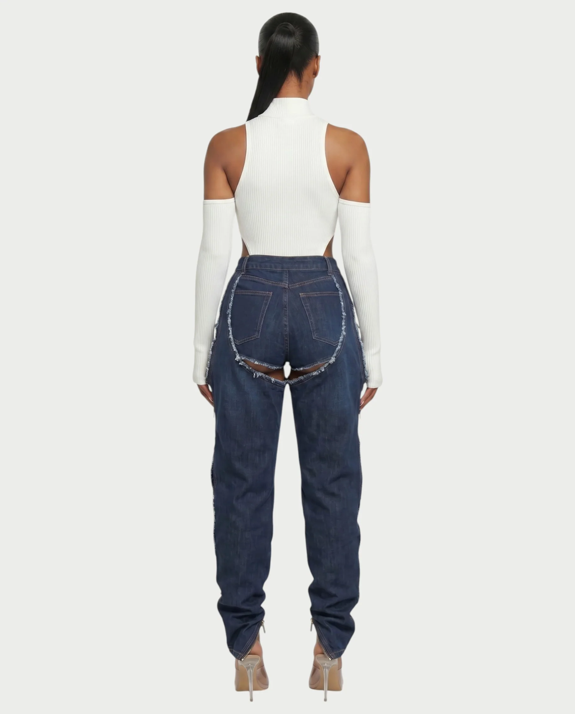 NAMI Distressed Denim Chaps Pants - Image 6