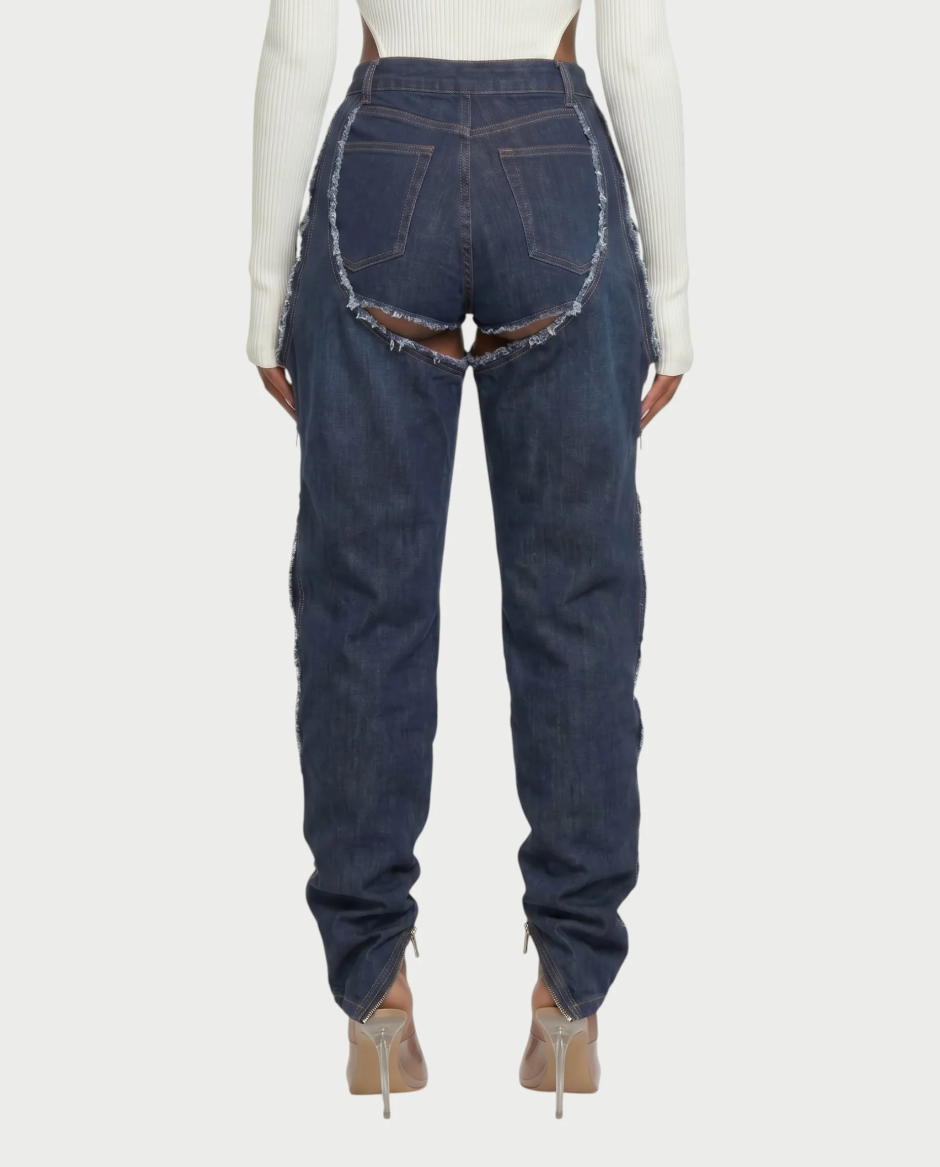 NAMI Distressed Denim Chaps Pants - Image 8