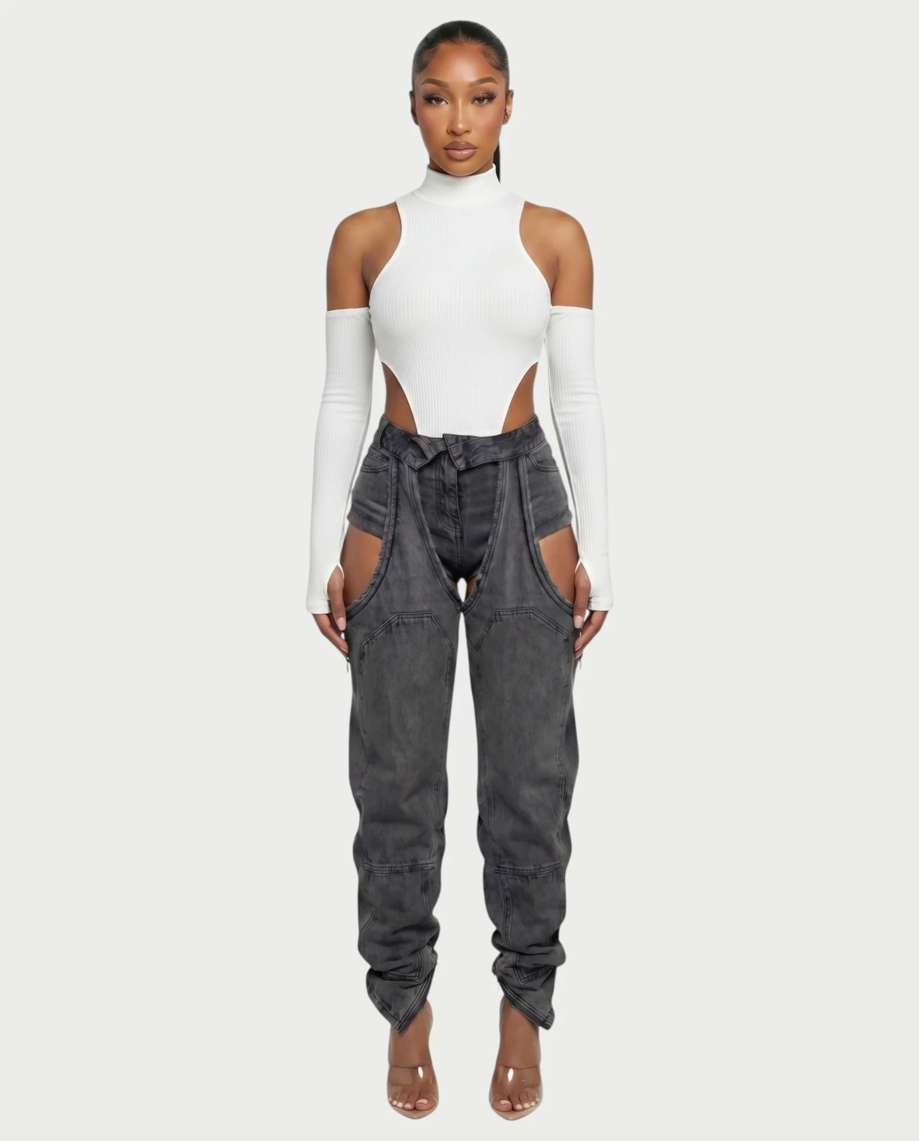 NAMI Distressed Denim Chaps Pants - Image 9