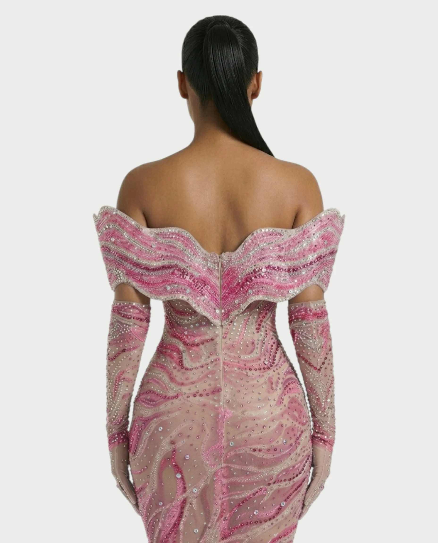 NELKA Rhinestone Off-Shoulder Mesh Maxi Dress - Image 15