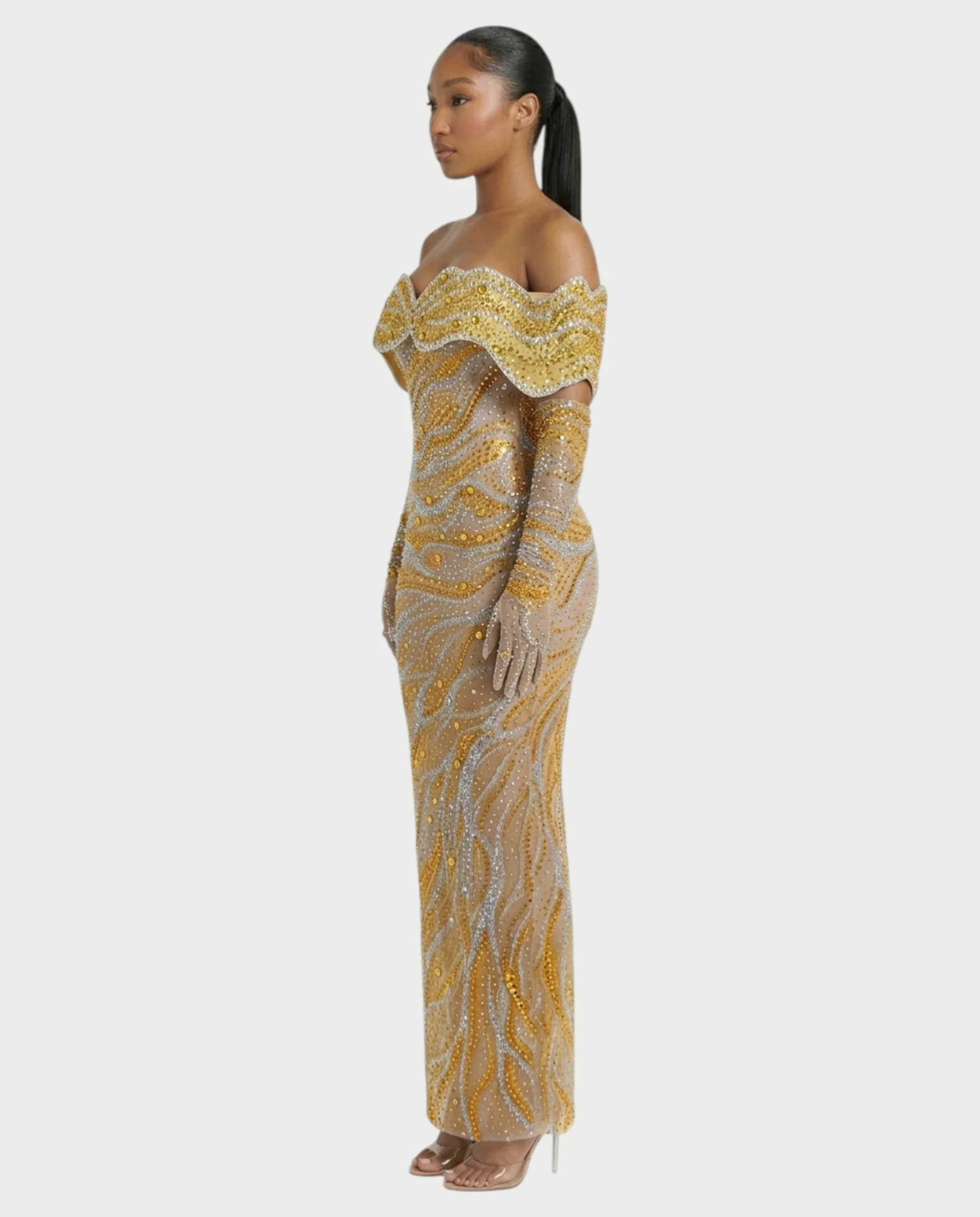 NELKA Rhinestone Off-Shoulder Mesh Maxi Dress - Image 18