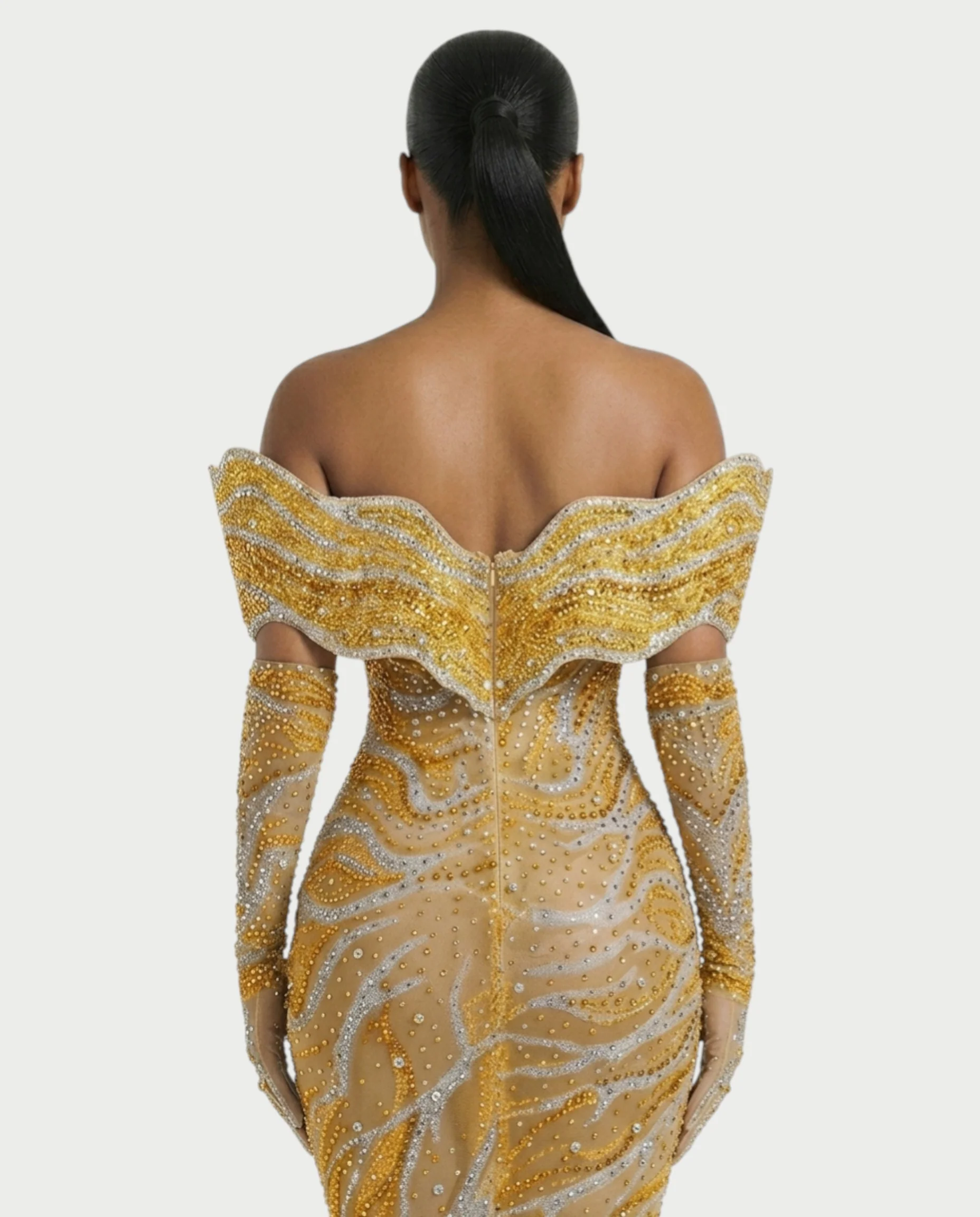 NELKA Rhinestone Off-Shoulder Mesh Maxi Dress - Image 20