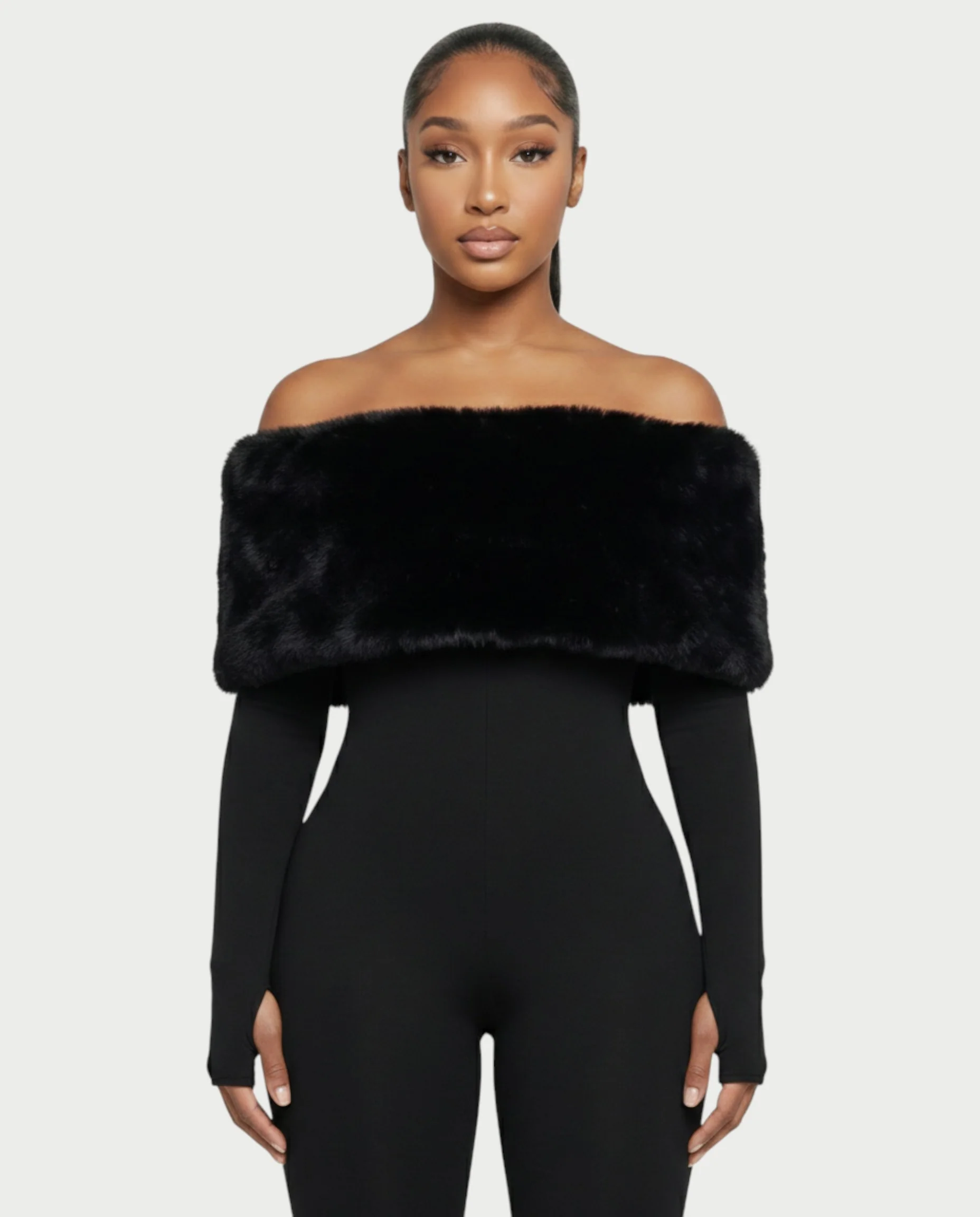 NENYA Off-Shoulder Faux-Fur Jumpsuit - Image 4