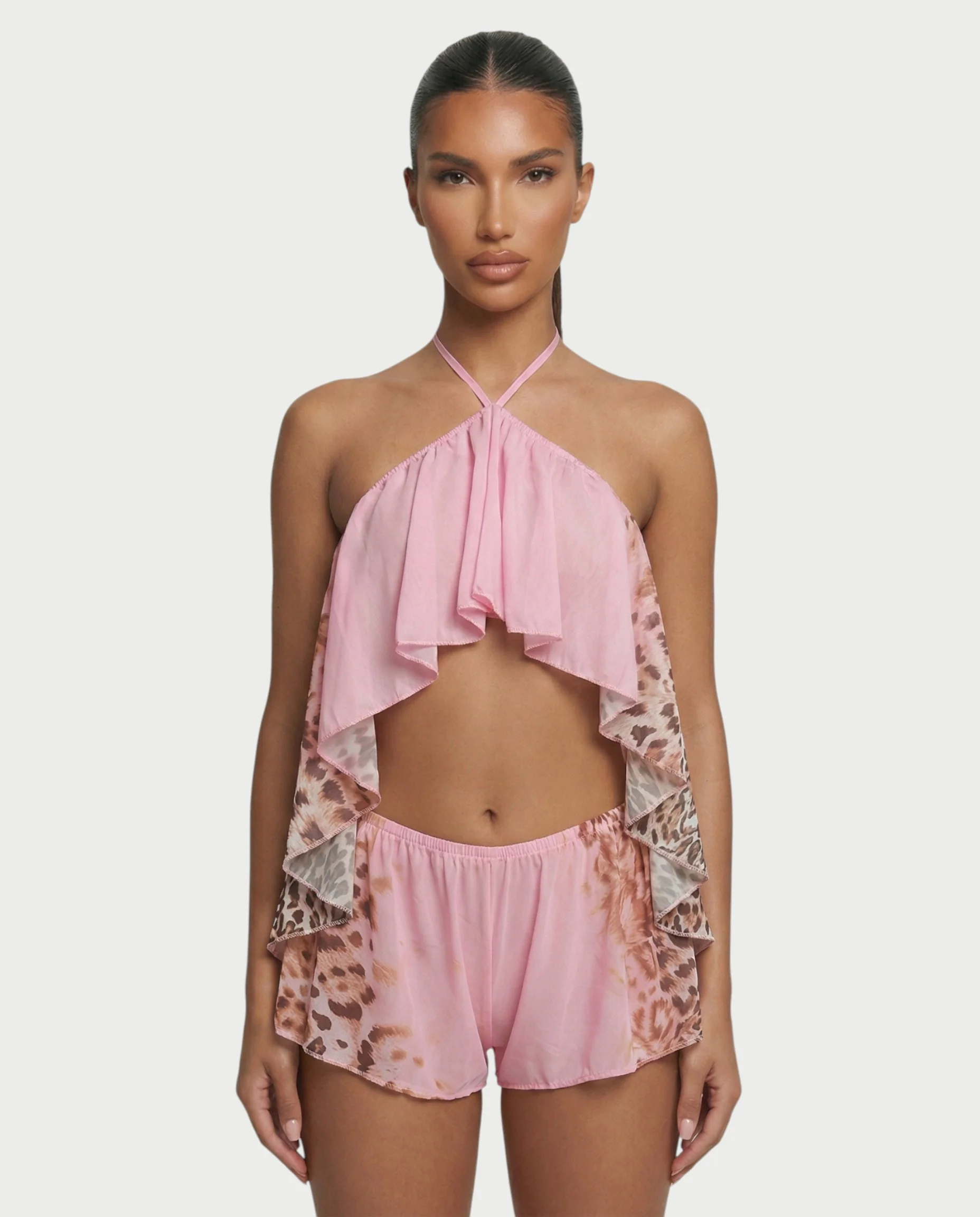 NERYA Leopard Backless Flowy Top & Shorts Set - Image 4