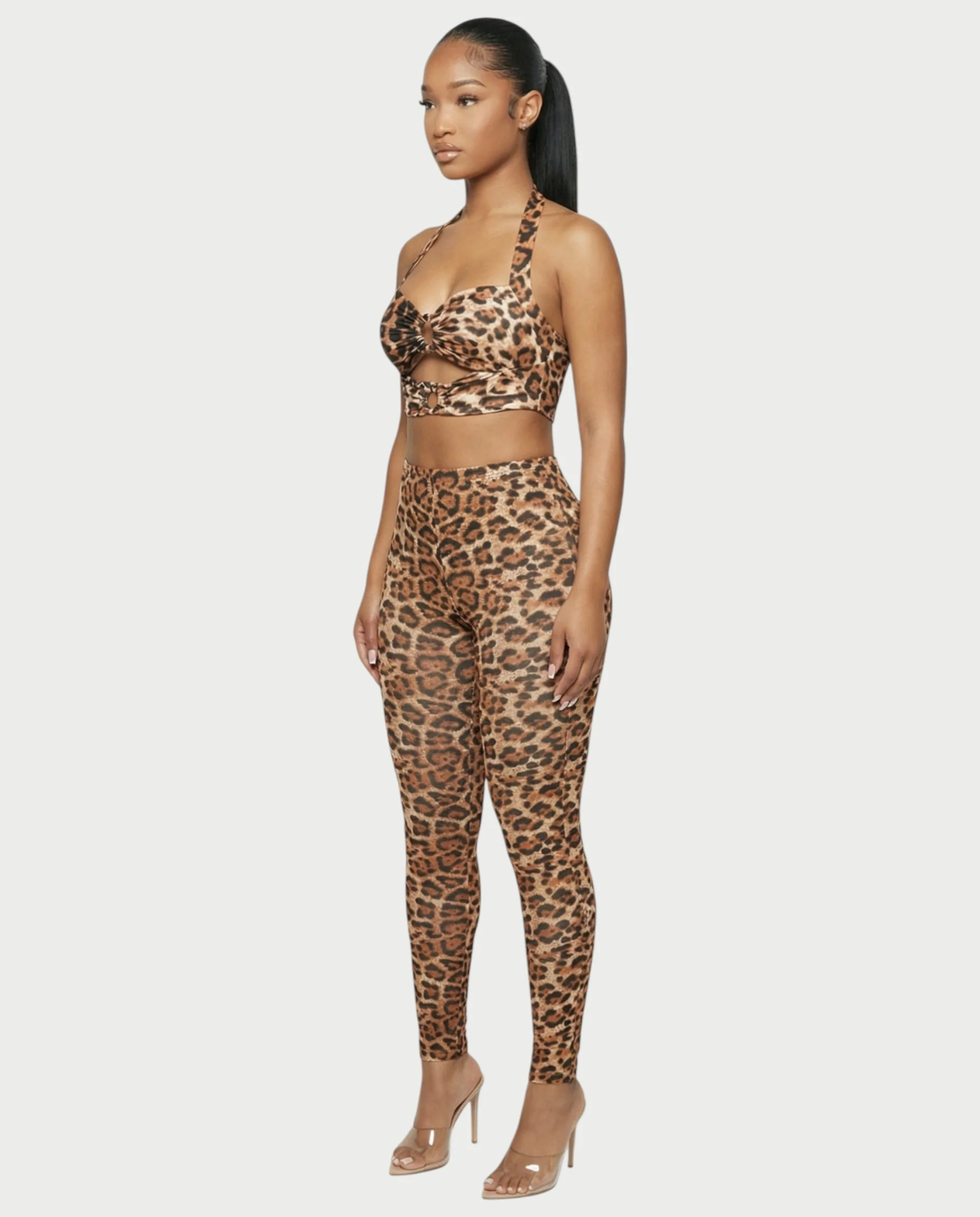 NIA Leopard Cut-out Top & Leggings Set - Image 3
