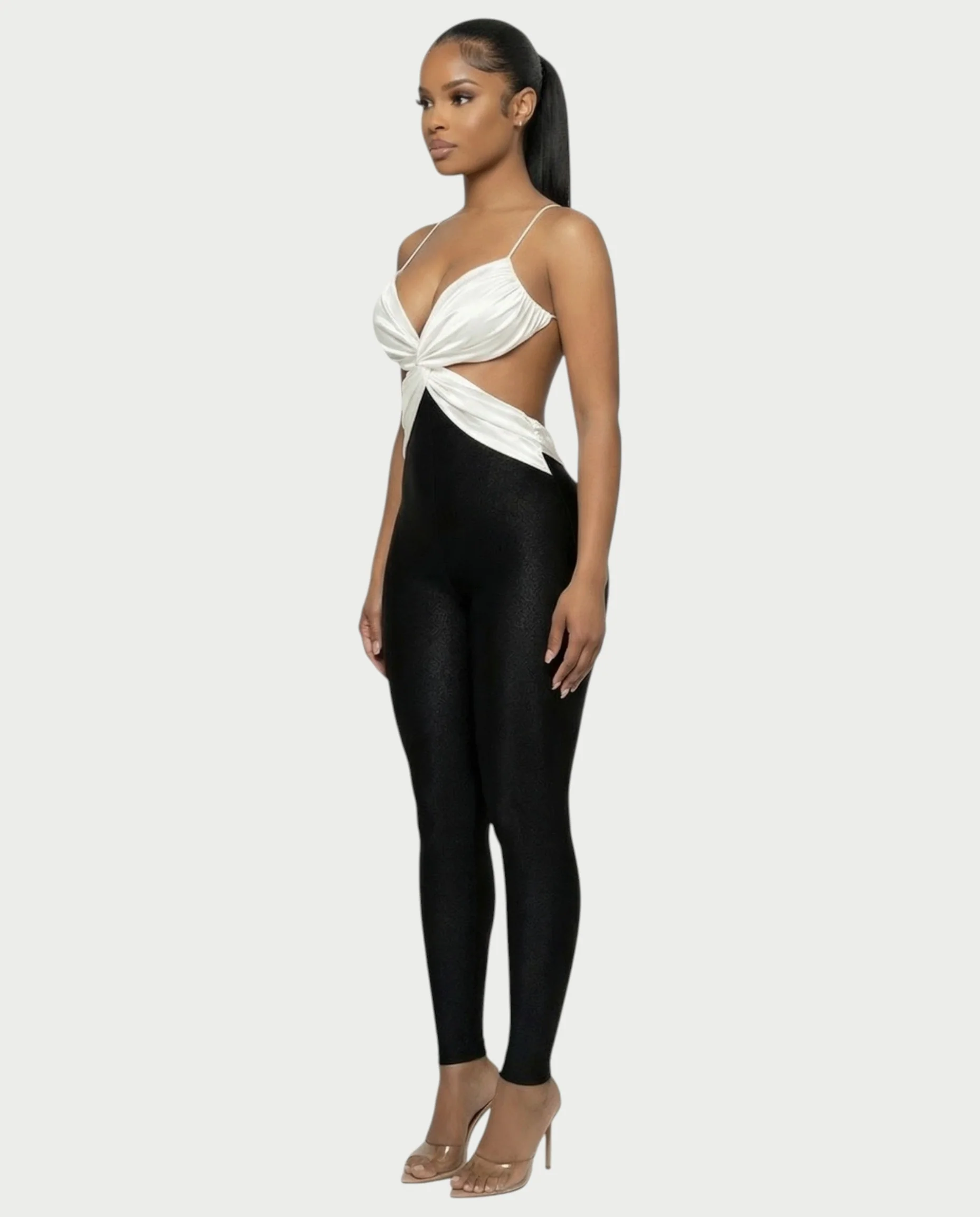 NIANA Satin Twist Cutout Jumpsuit - Image 3