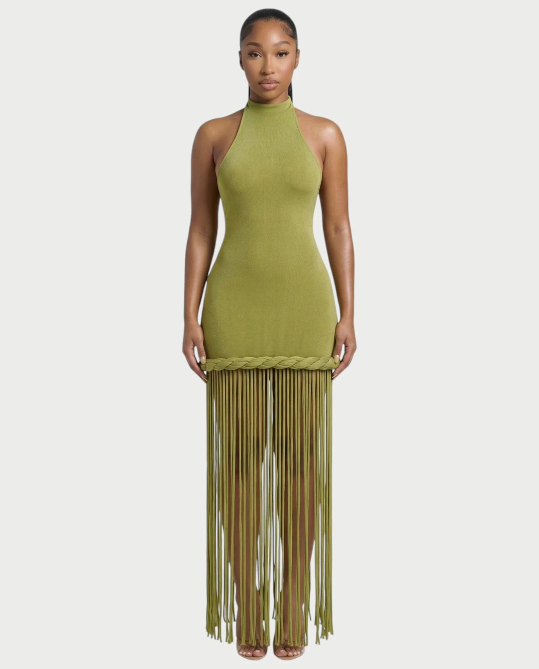 NIARA Braided Hem Bodycon Maxi Dress - Image 7