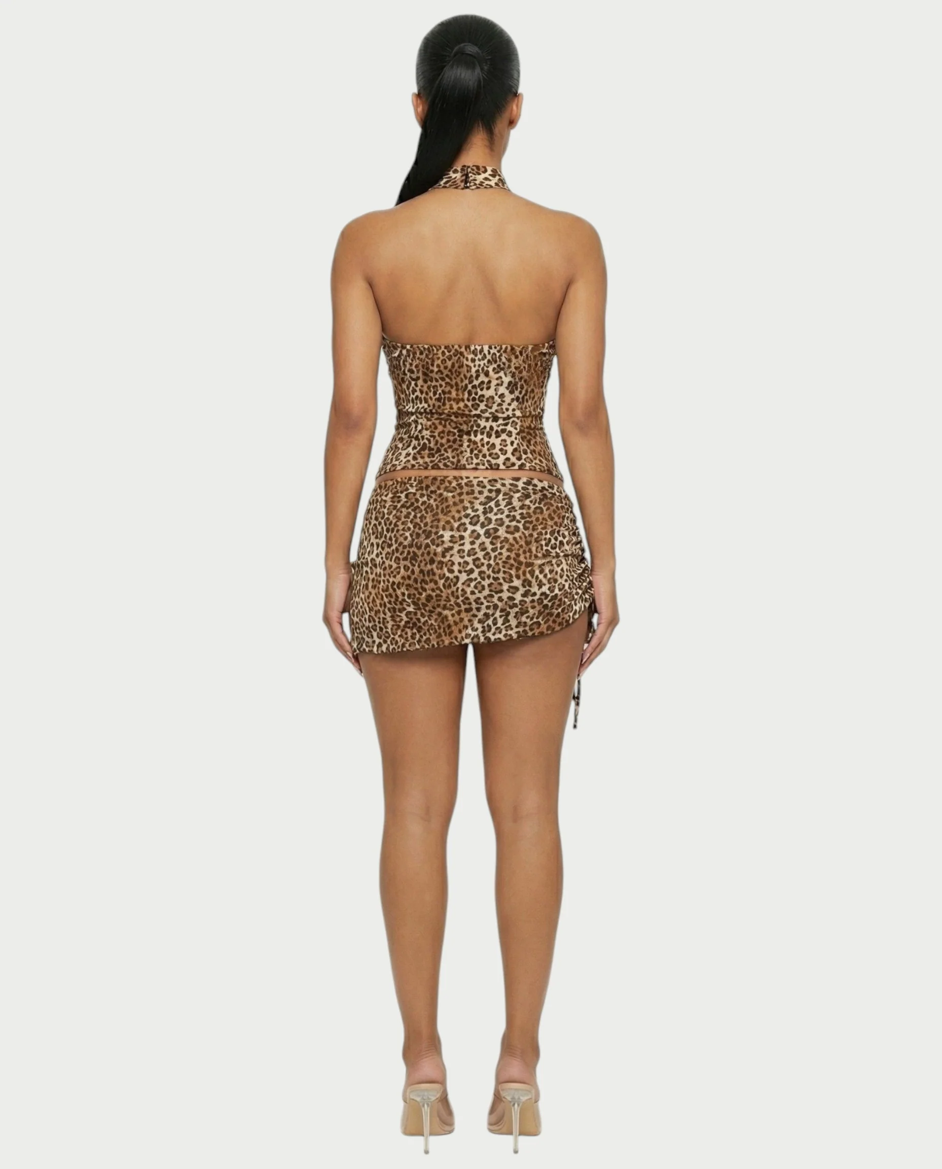 NICKA Leopard Corset Top & Side Tie Mini Skirt Set - Image 2