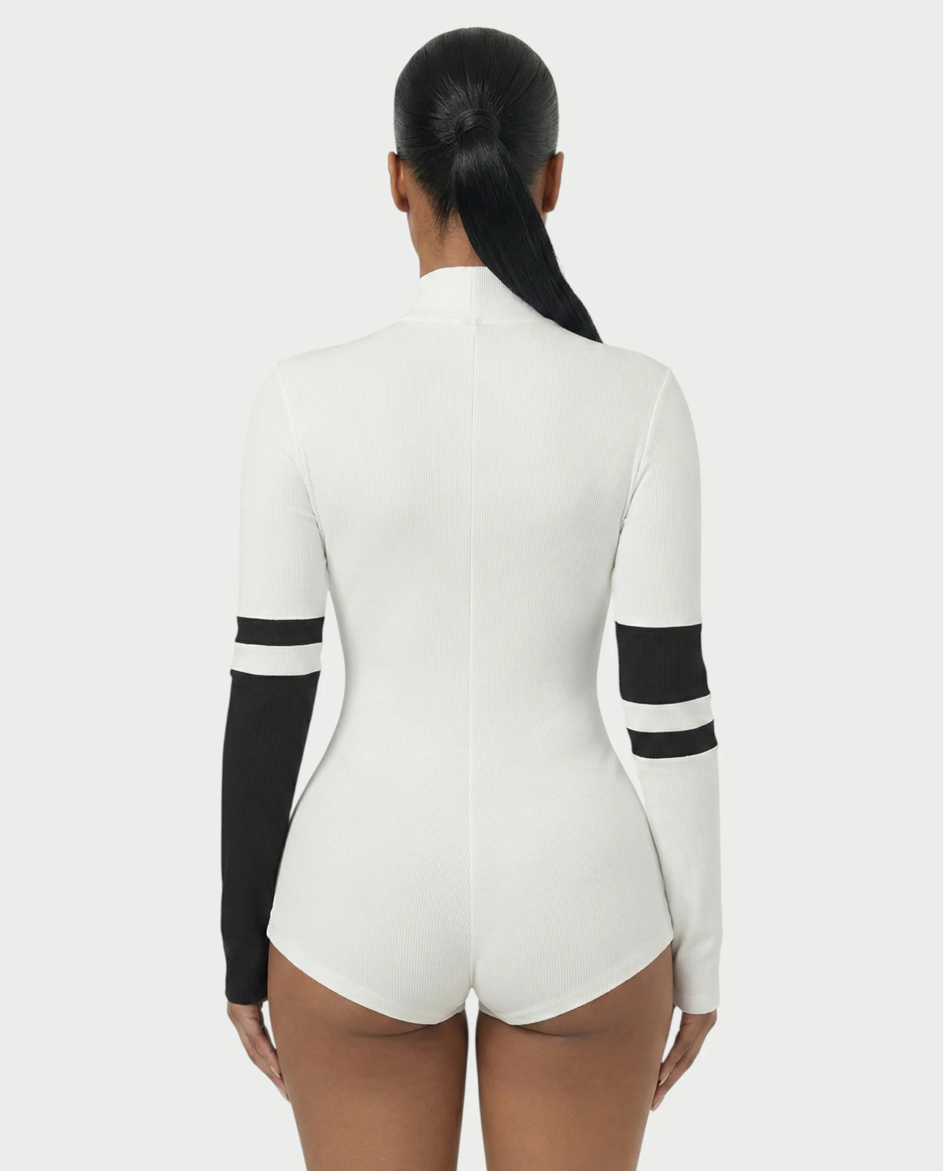 NICOLE Knitted High Collar Zipper Tight Romper - Image 5