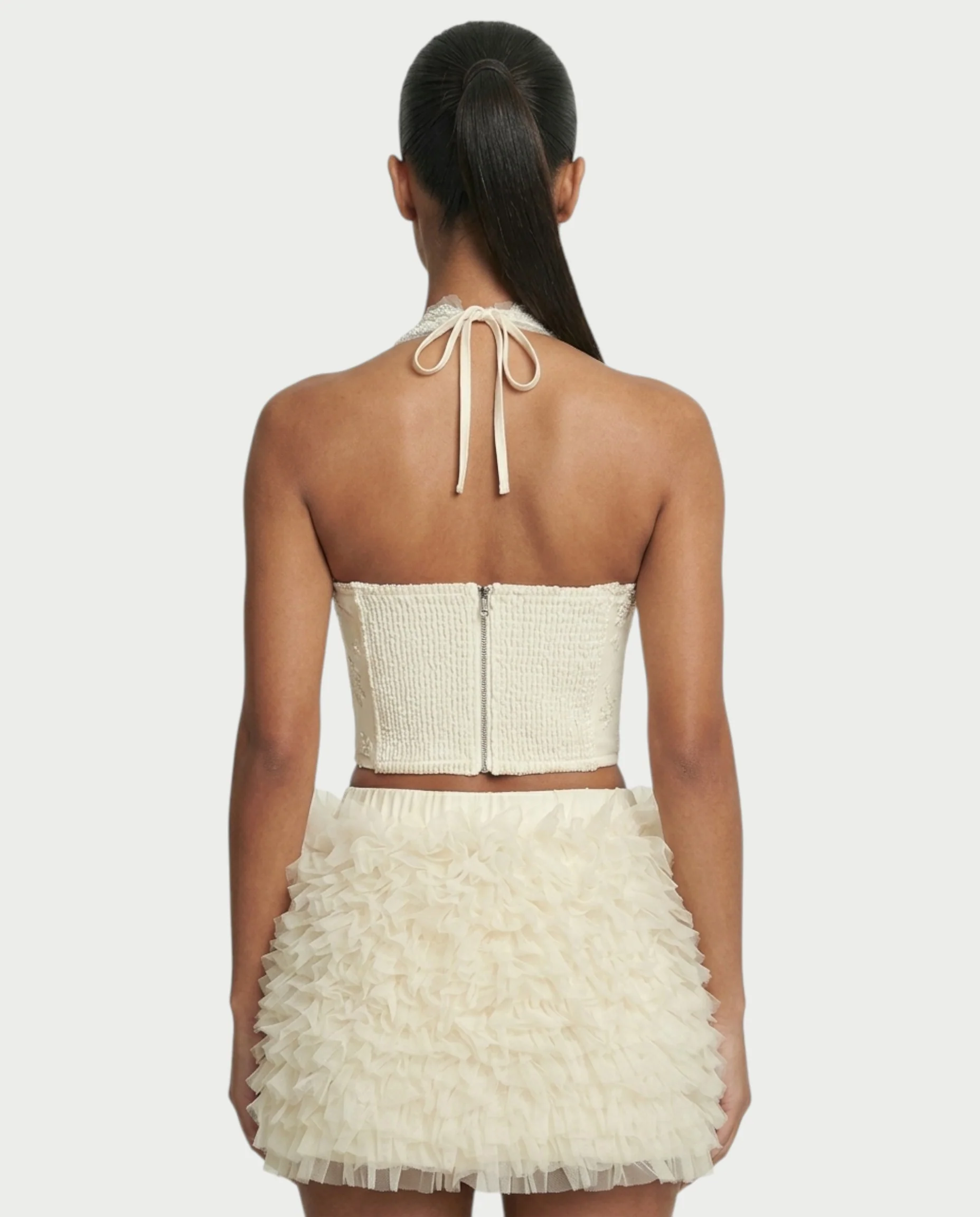 NIXIE Sequin Floral Corset Crop Top & Ruffle Skirt Set - Image 10