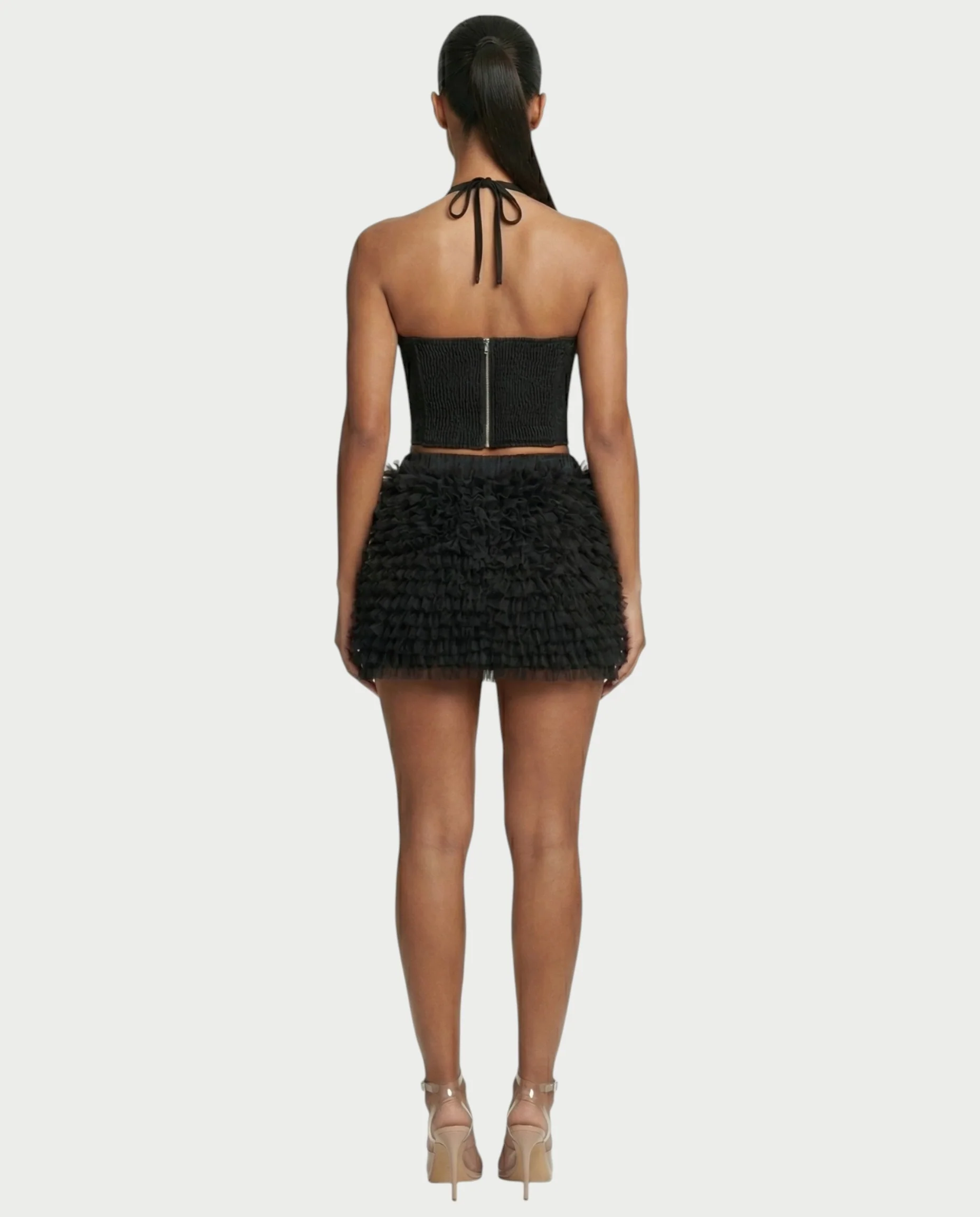 NIXIE Sequin Floral Corset Crop Top & Ruffle Skirt Set - Image 2