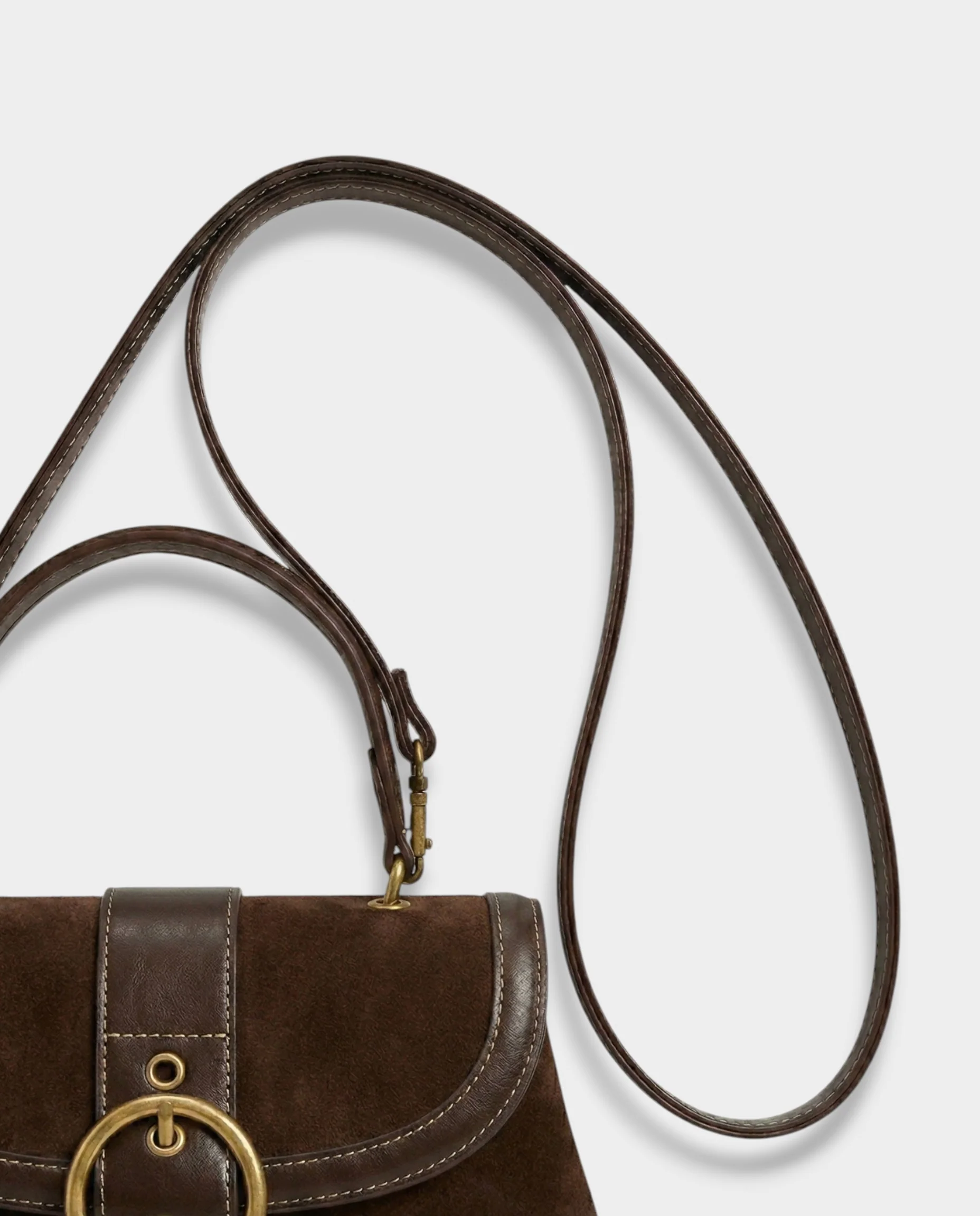 NONA Suede Buckle Shoulder Crossbody Bag - Image 10