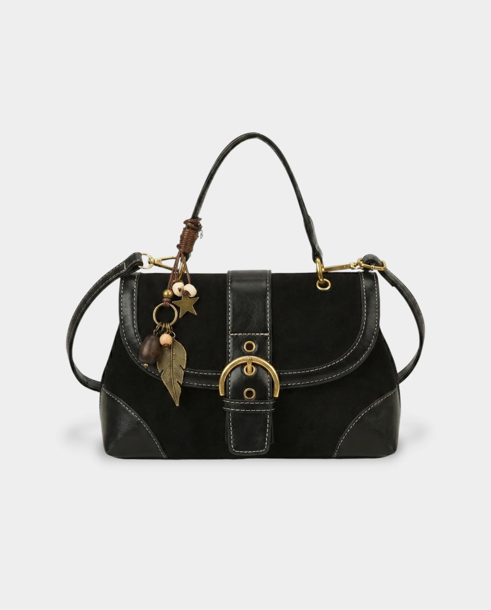 NONA Suede Buckle Shoulder Crossbody Bag - Image 5
